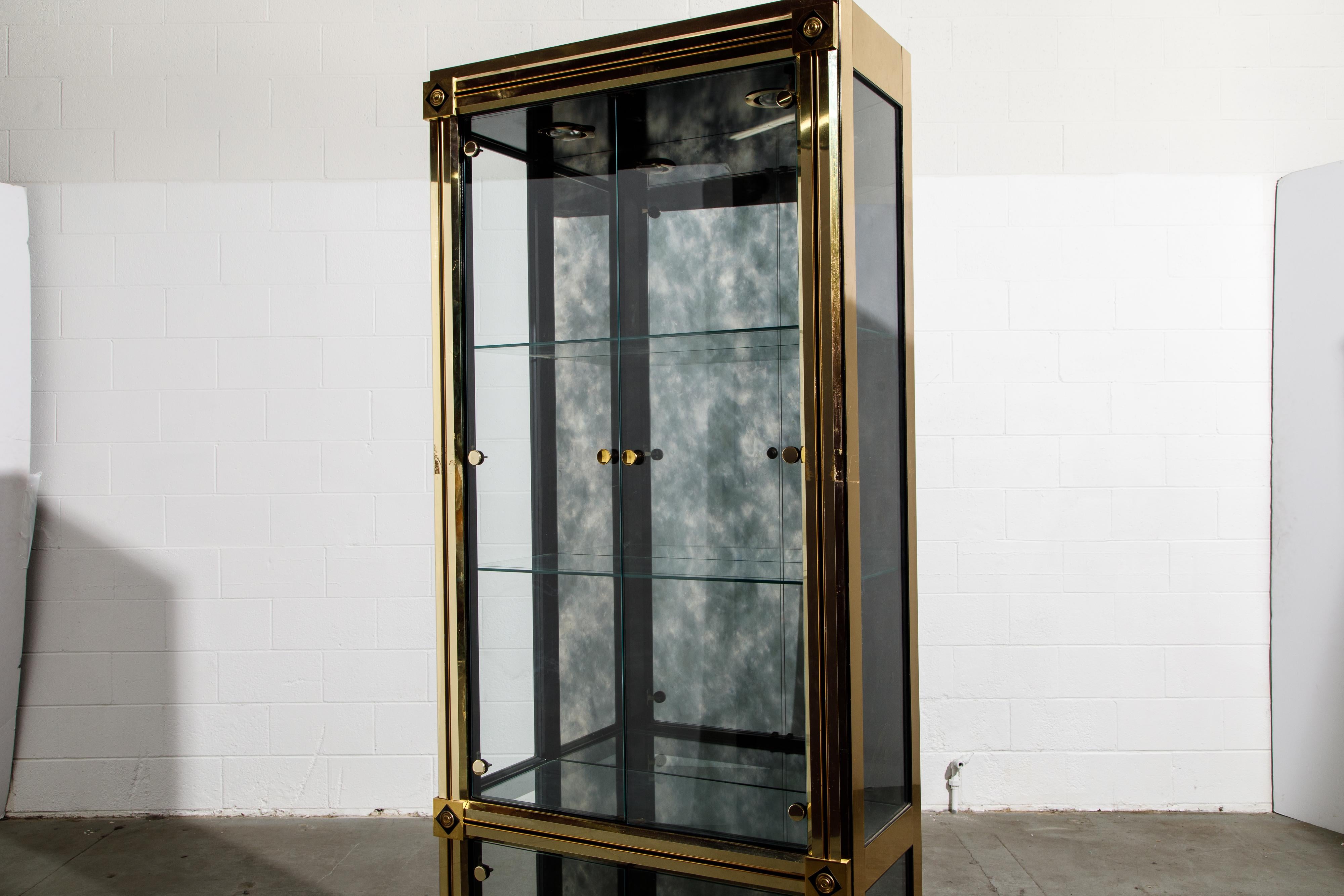 Mastercraft Illuminated Brass Display Cabinets, circa 1980, Pair Available 11