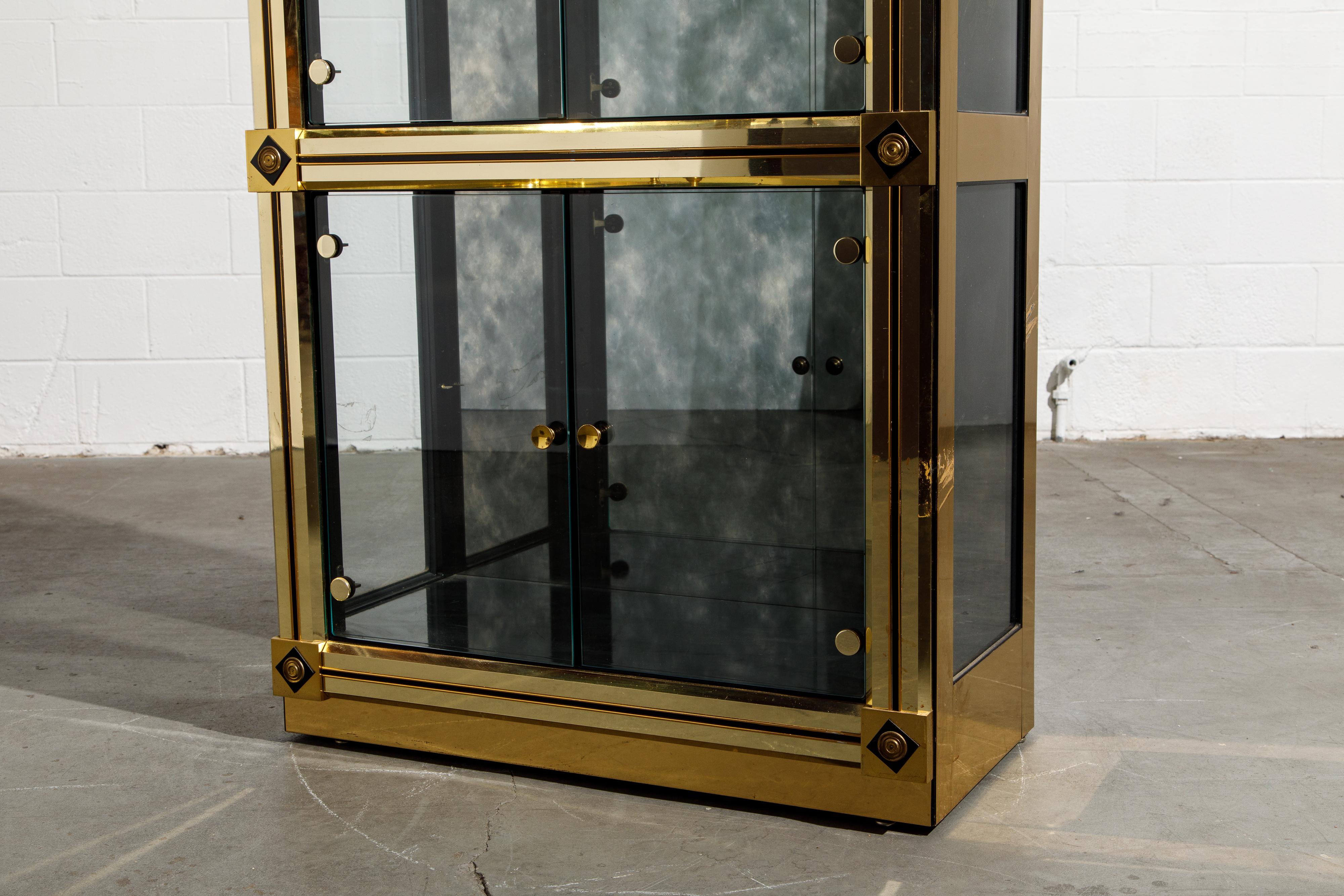 Mastercraft Illuminated Brass Display Cabinets, circa 1980, Pair Available 11