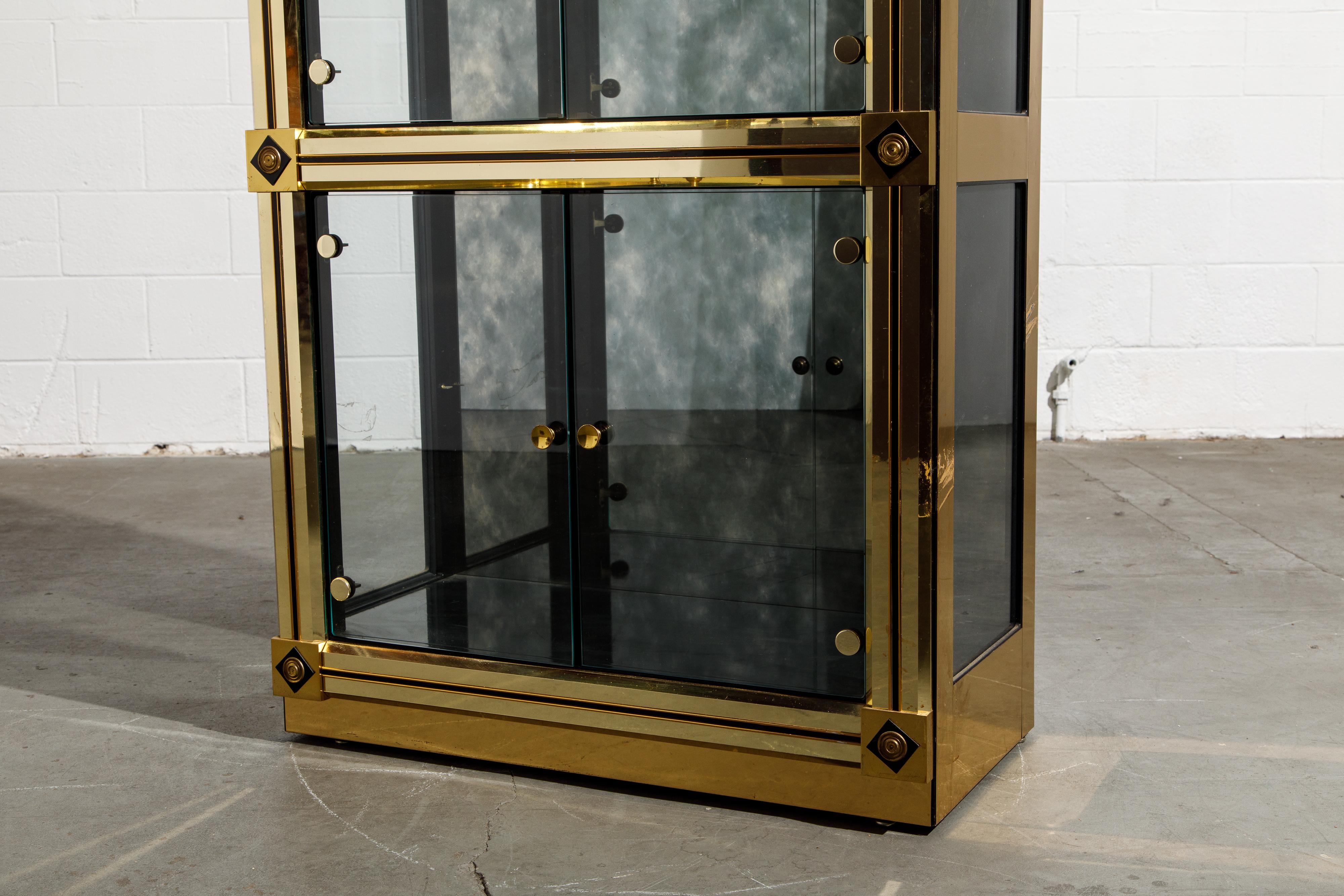 Mastercraft Illuminated Brass Display Cabinets, circa 1980, Pair Available 12