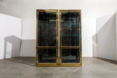 Mastercraft Illuminated Brass Display Cabinets, circa 1980, Pair Available