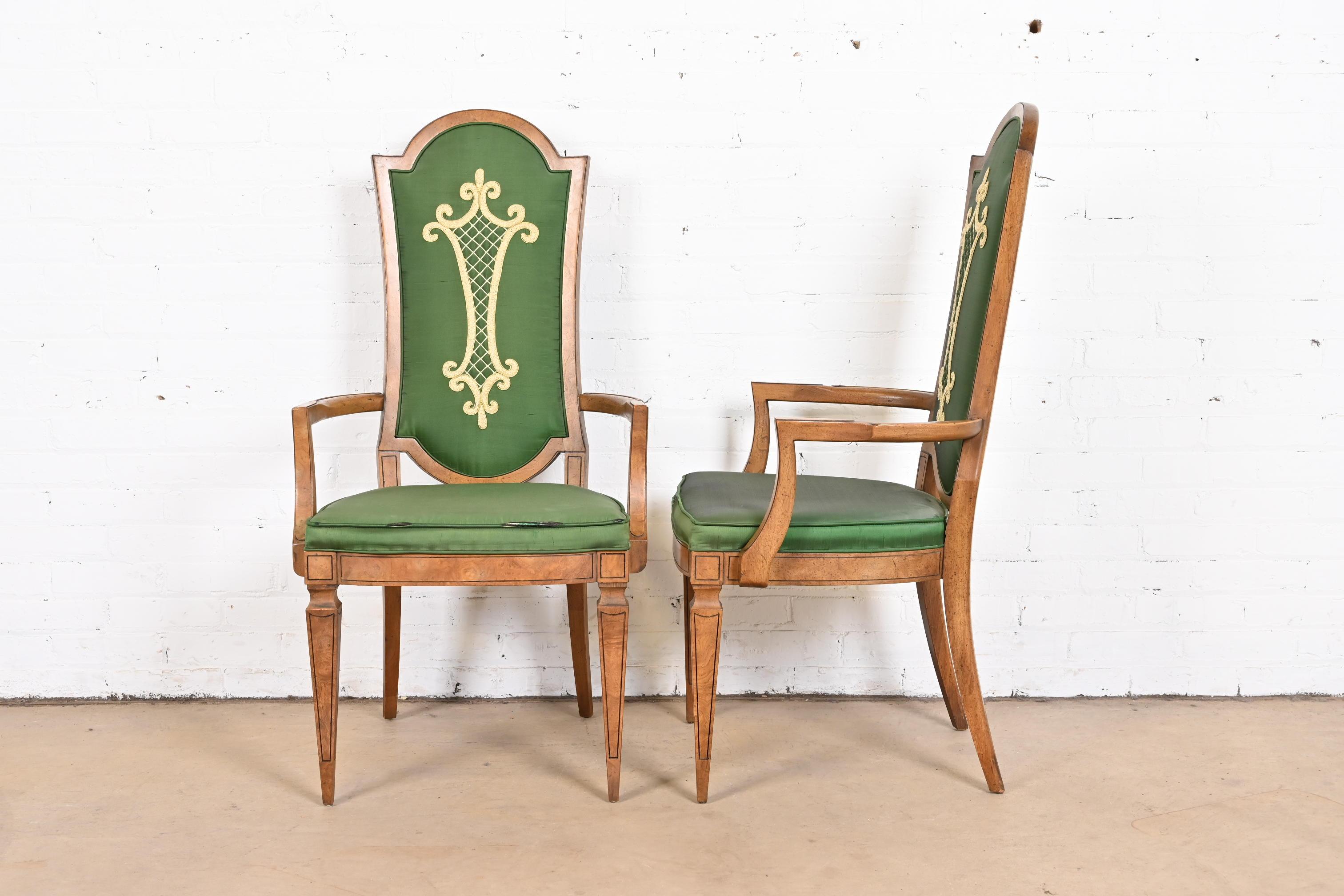Mastercraft Italian Louis XVI Burl Wood Dining Chairs, Set of Six 5