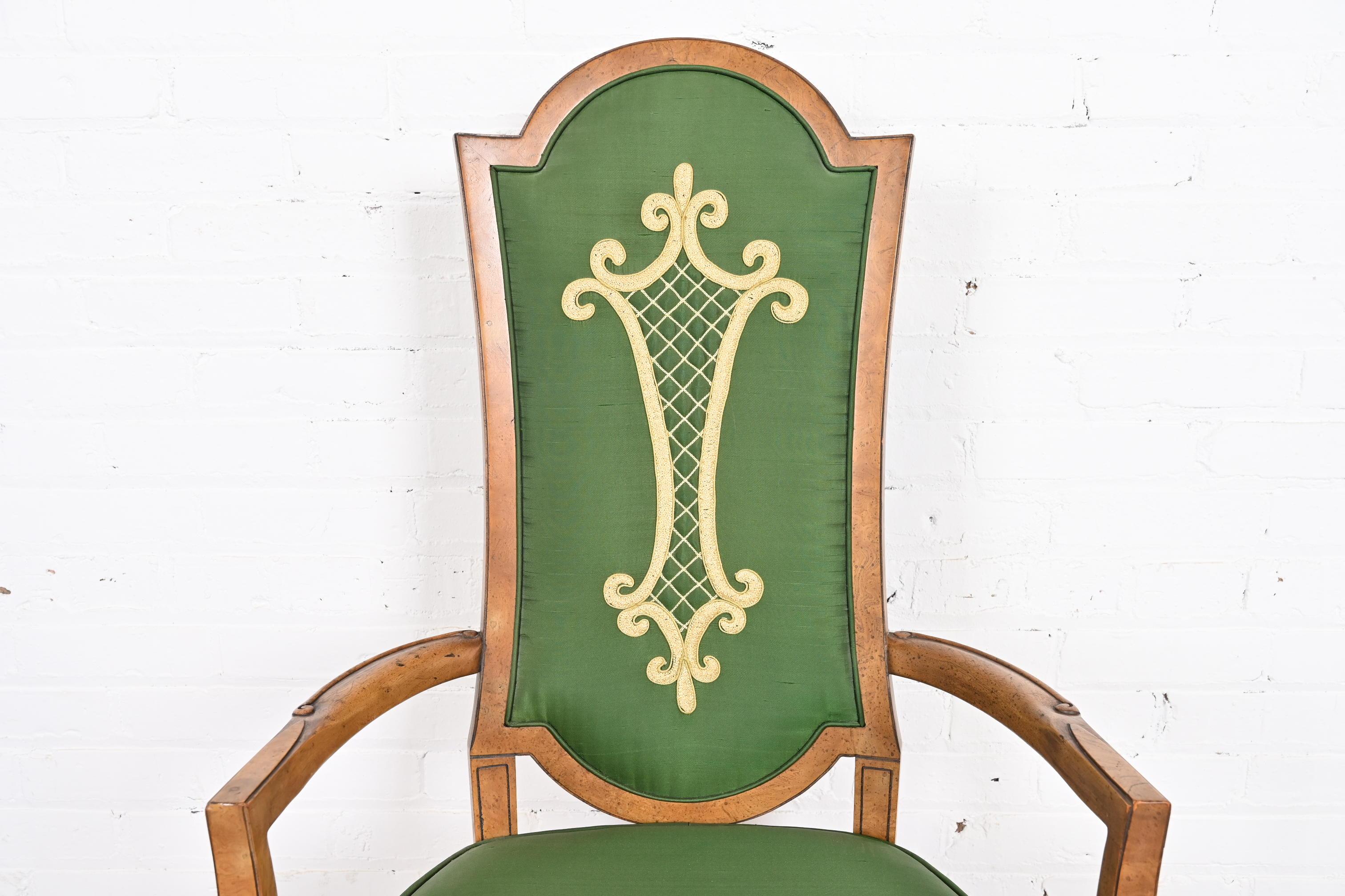 Mastercraft Italian Louis XVI Burl Wood Dining Chairs, Set of Six 6