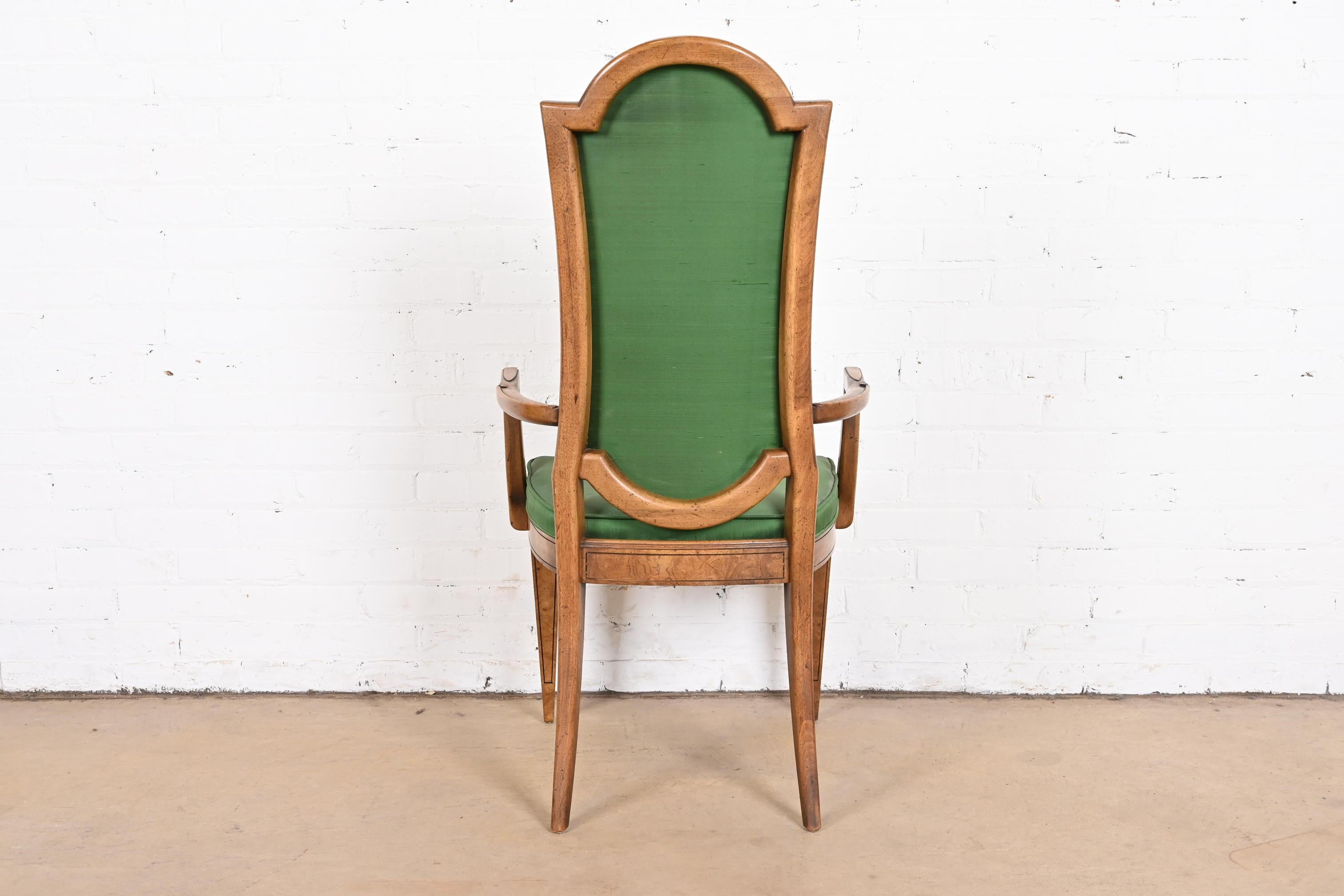Mastercraft Italian Louis XVI Burl Wood Dining Chairs, Set of Six 8