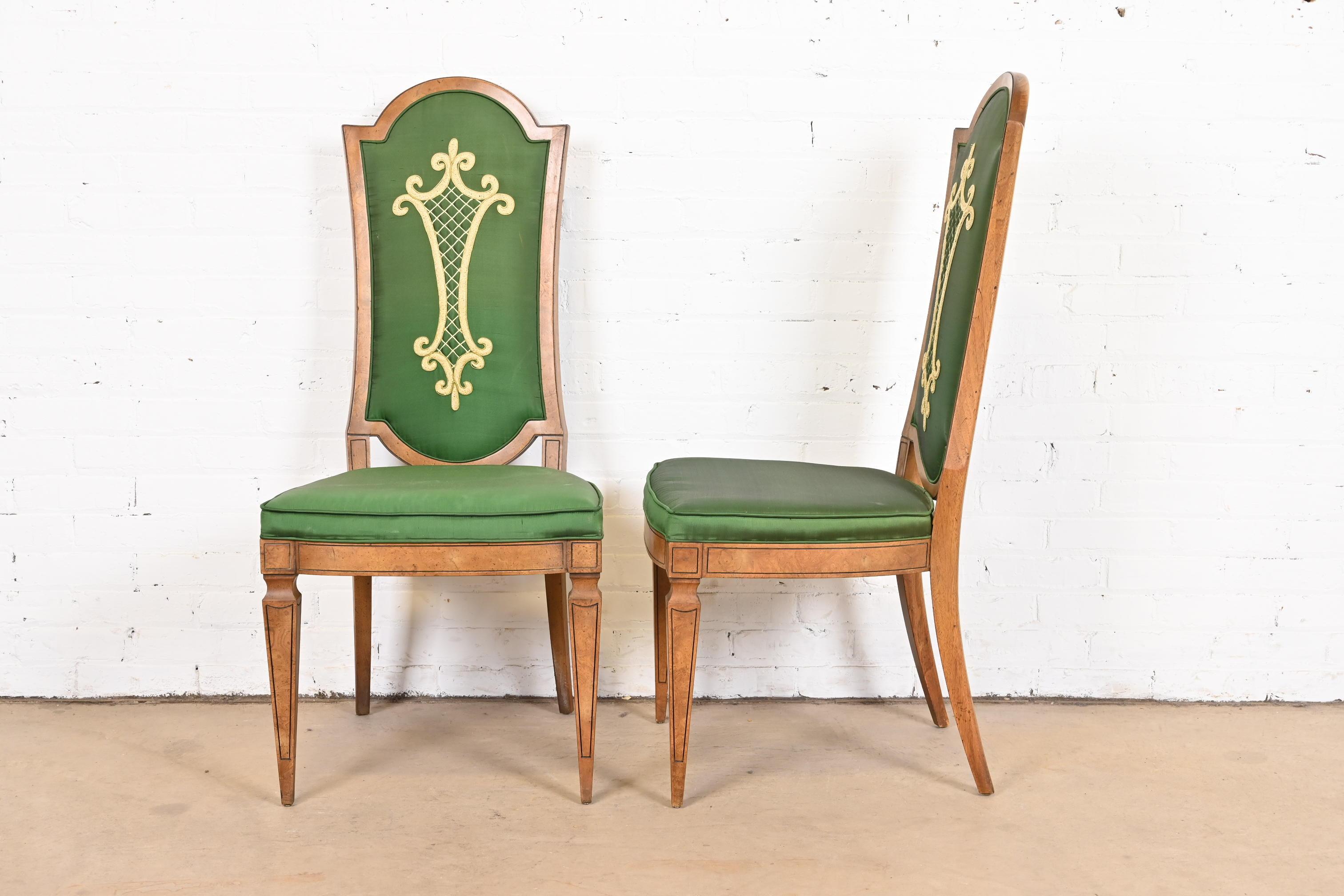 Mastercraft Italian Louis XVI Burl Wood Dining Chairs, Set of Six 1