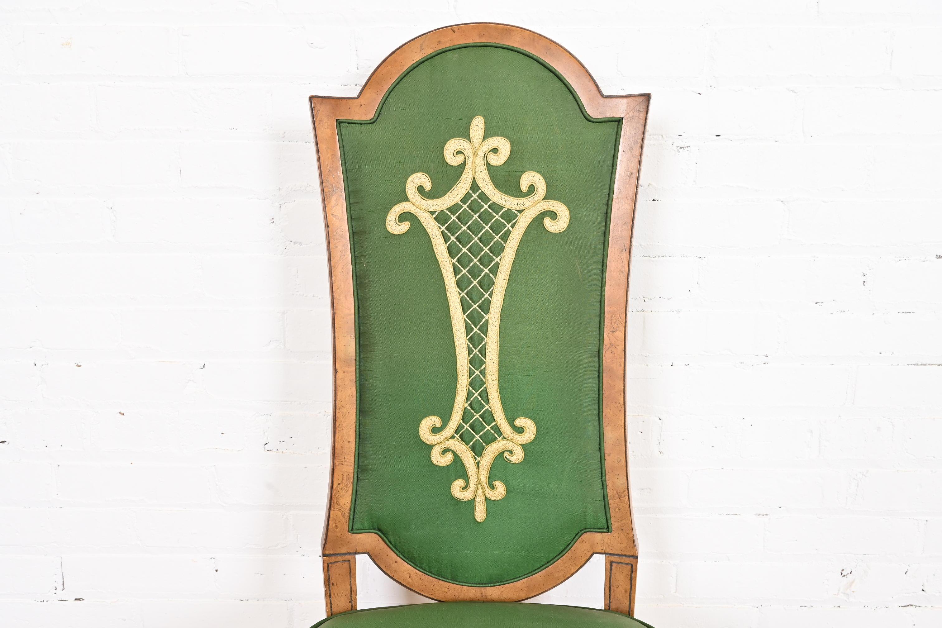 Mastercraft Italian Louis XVI Burl Wood Dining Chairs, Set of Six 2