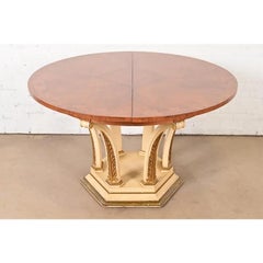 Mastercraft Italian Neoclassical Walnut Pedestal Extension Dining Table