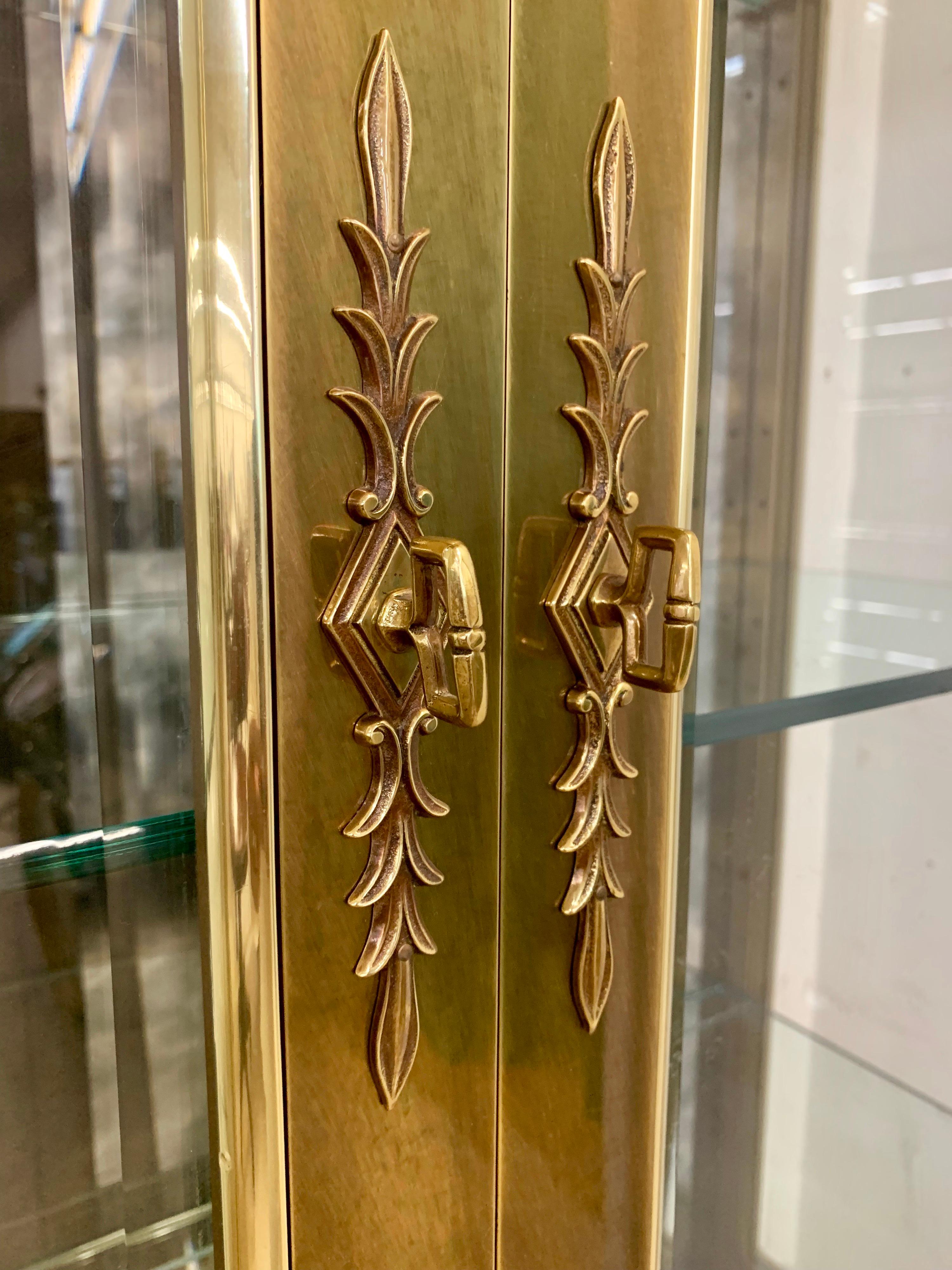 American Mastercraft Lighted Brass Display Cabinet Vitrine Iconic Mid-Century Modern