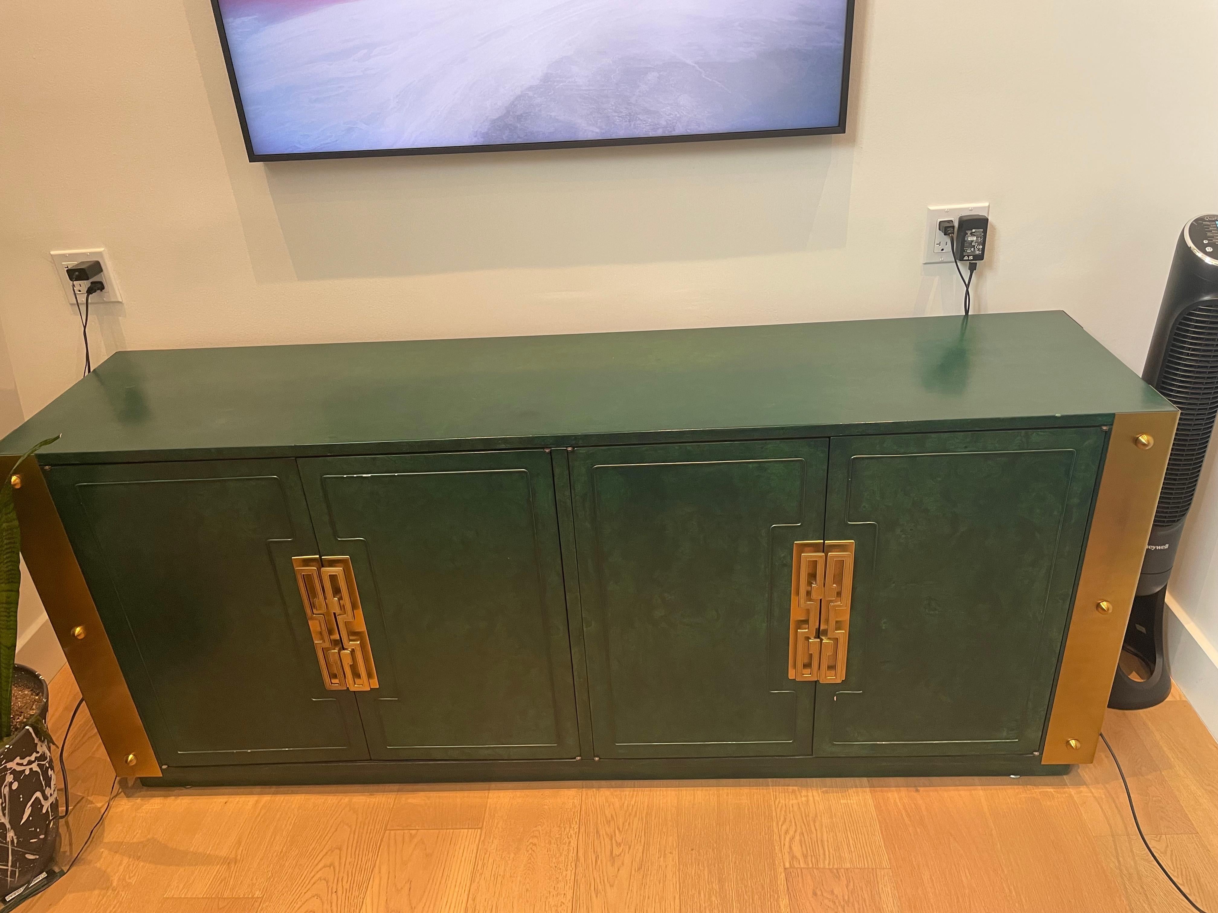 Mid-Century Modern Mastercraft Malachite Green Credenza For Sale