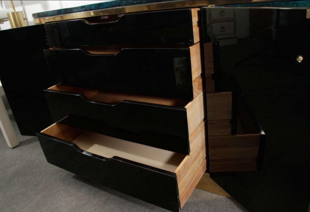 American Mastercraft Malachite Lacquered Parchment Cabinet