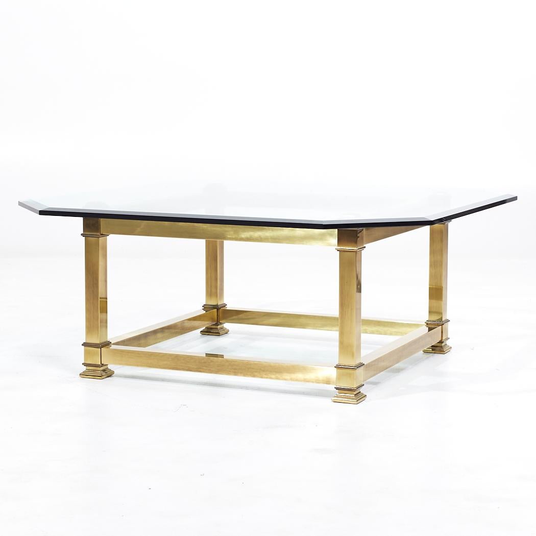 Mid-Century Modern Mastercraft Mid Century Brass and Glass Coffee Table For Sale
