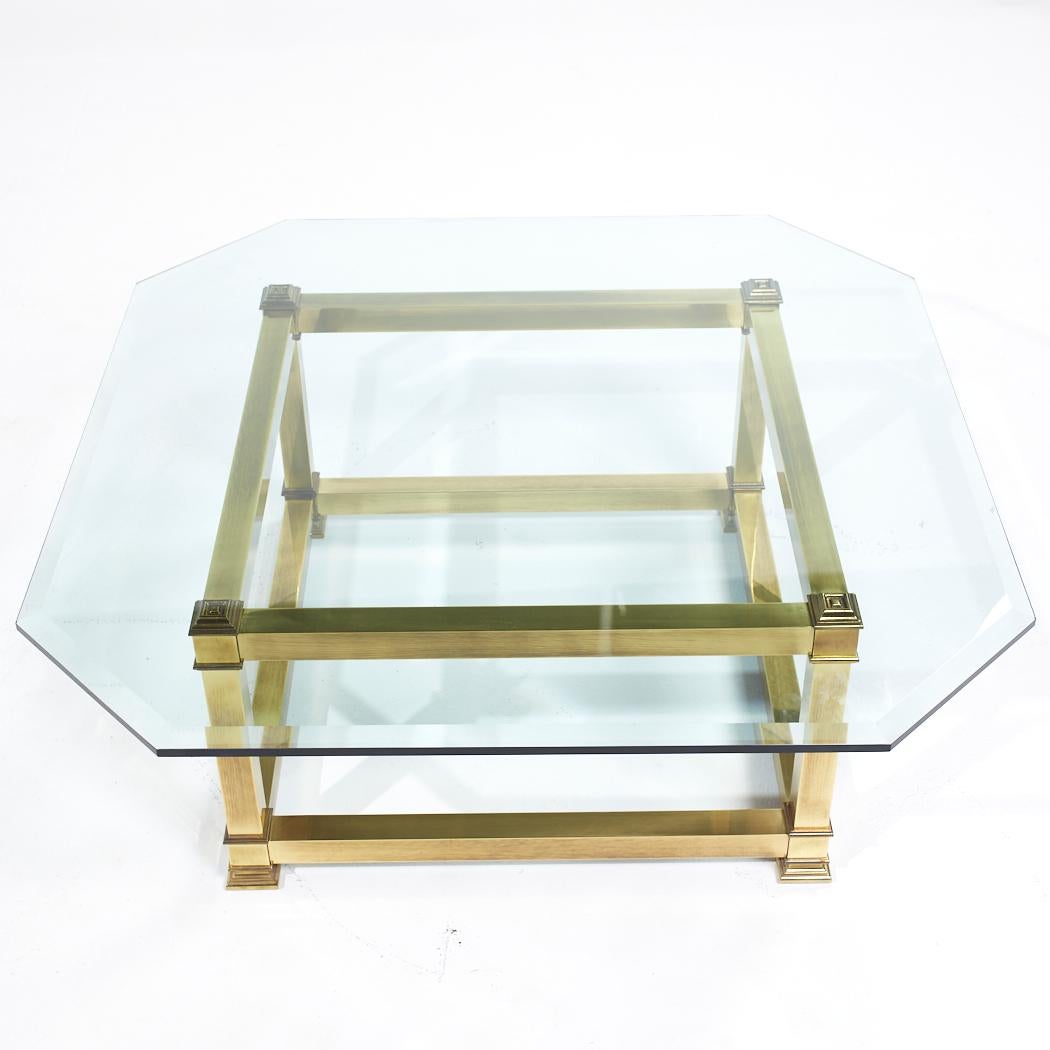 Late 20th Century Mastercraft Mid Century Brass and Glass Coffee Table For Sale