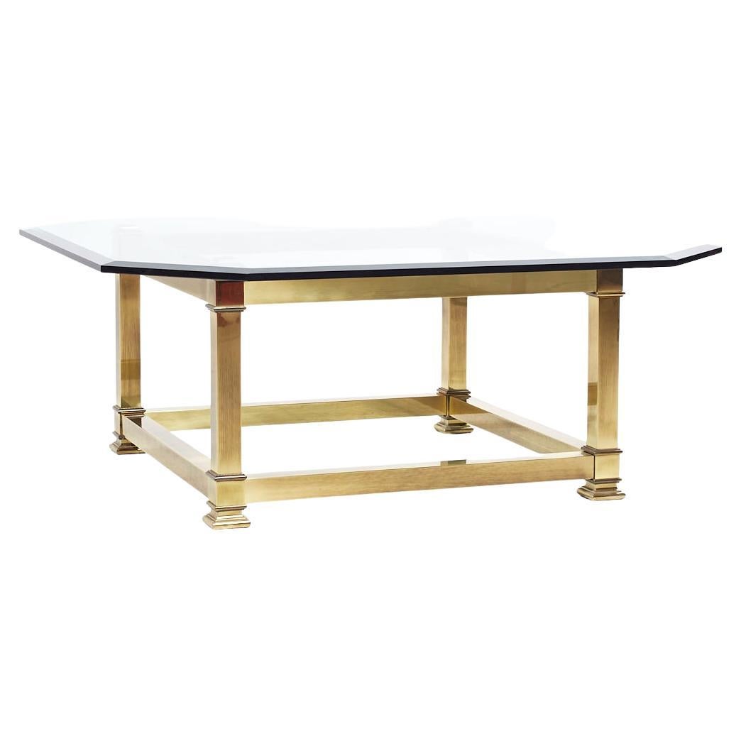 Mastercraft Mid Century Brass and Glass Coffee Table For Sale