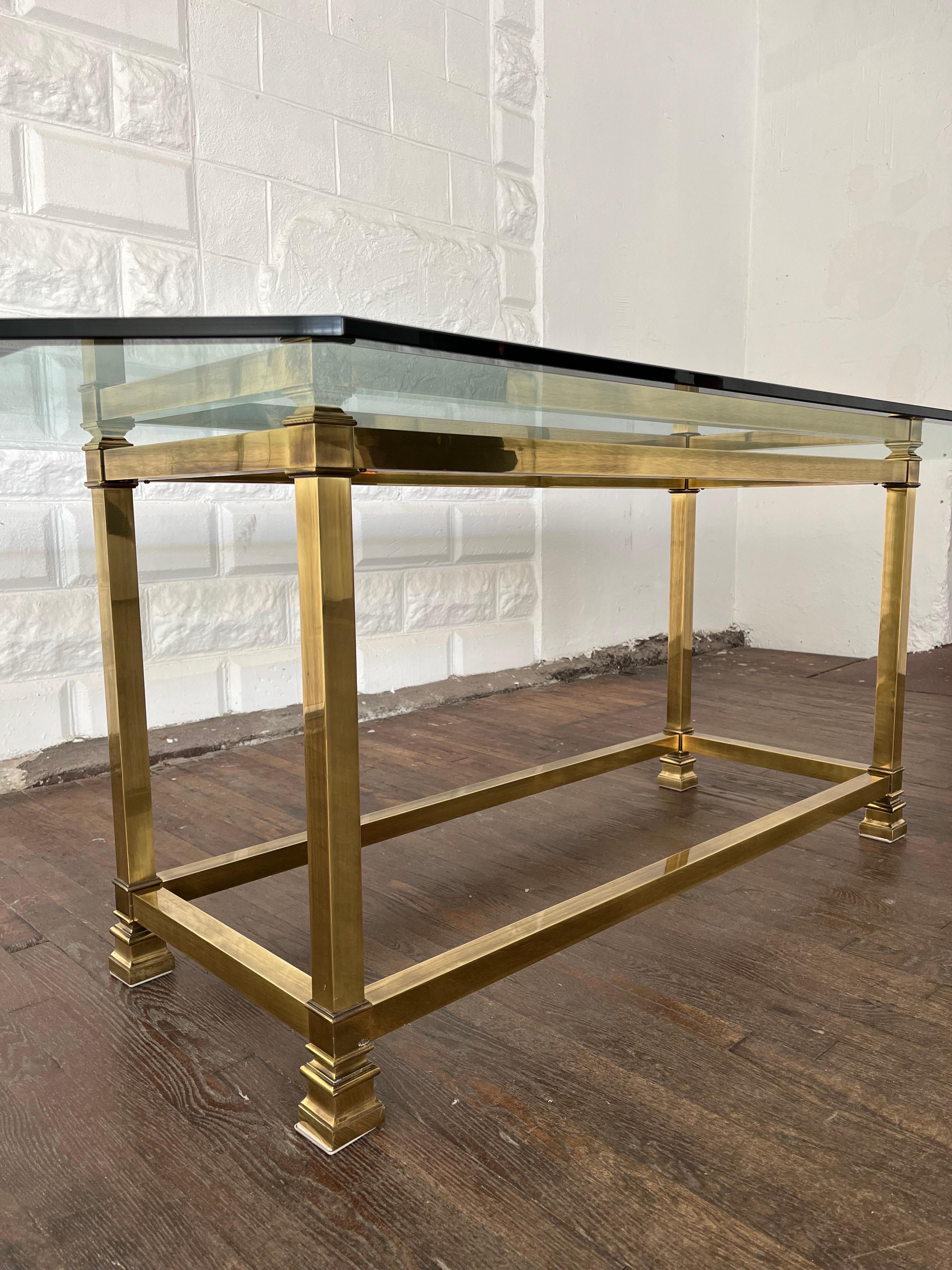 North American Mastercraft Mid Century Brass and Glass Dining Table