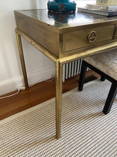 Mastercraft mid century brass detailed desk three drawers console Hollywood