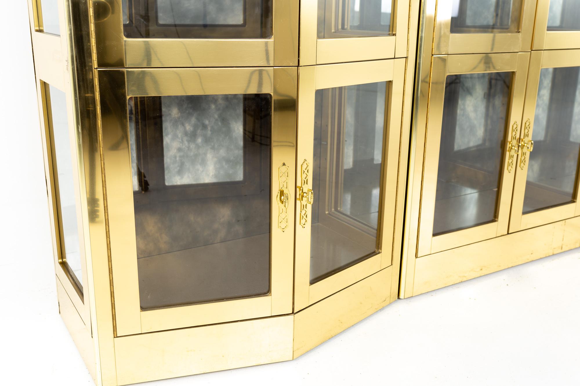 Mastercraft Mid Century Brass Display Cabinet, Set of 3 8