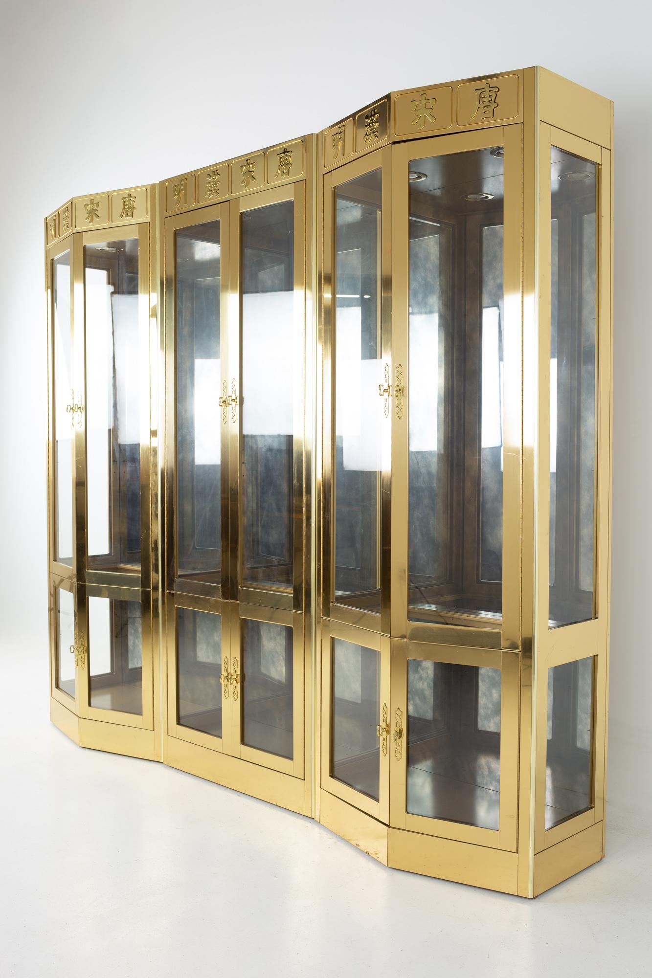 Mid-Century Modern Mastercraft Mid Century Brass Display Cabinet, Set of 3