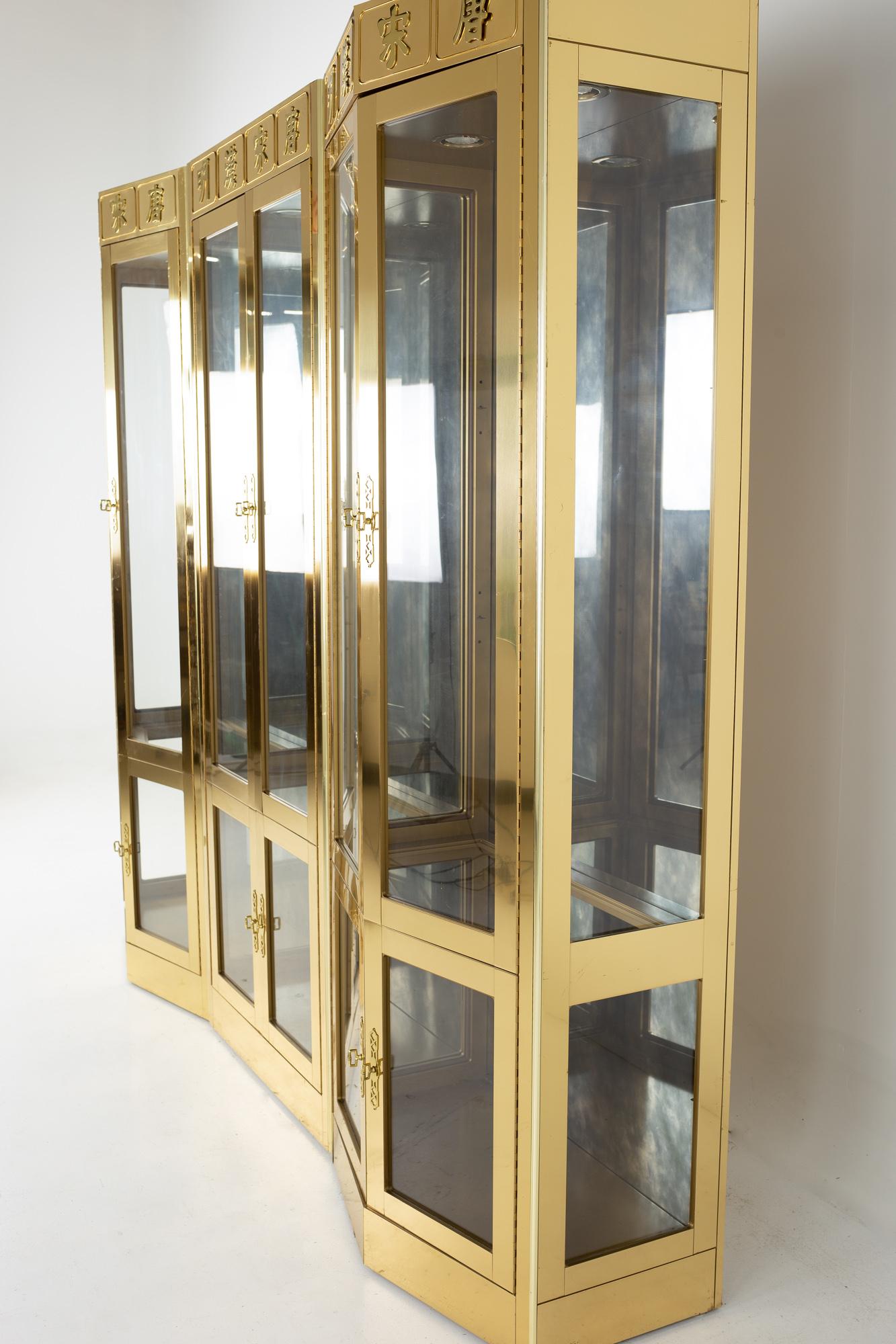 Mastercraft Mid Century Brass Display Cabinet, Set of 3 1