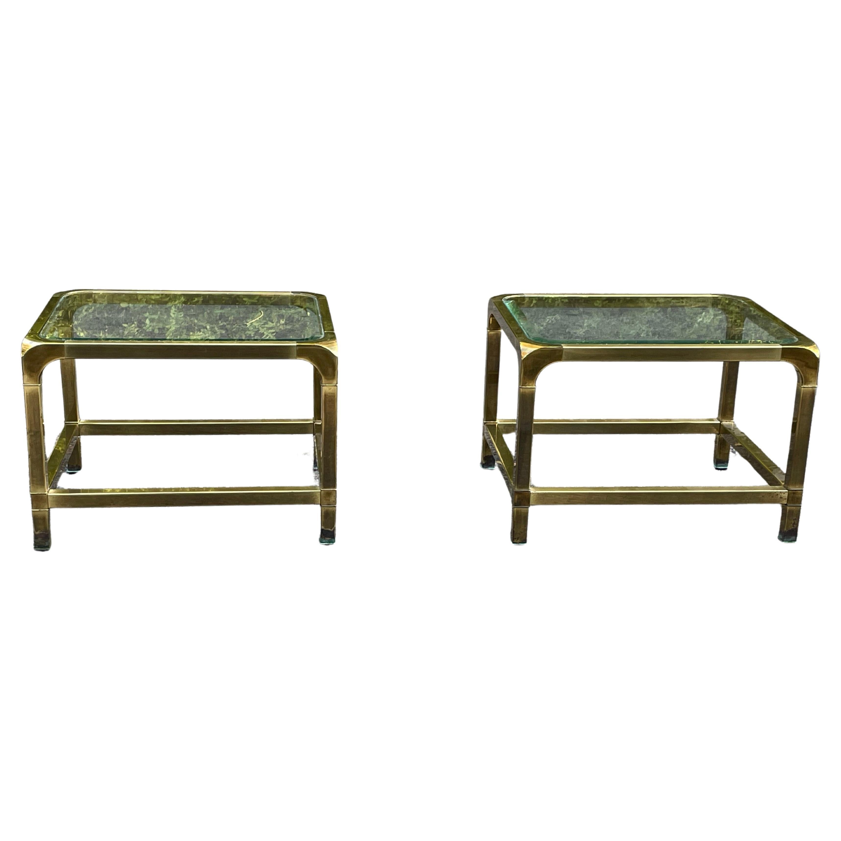 American Mastercraft Mid-Century Brass End Side Tables, Pair. Circa 1970 For Sale