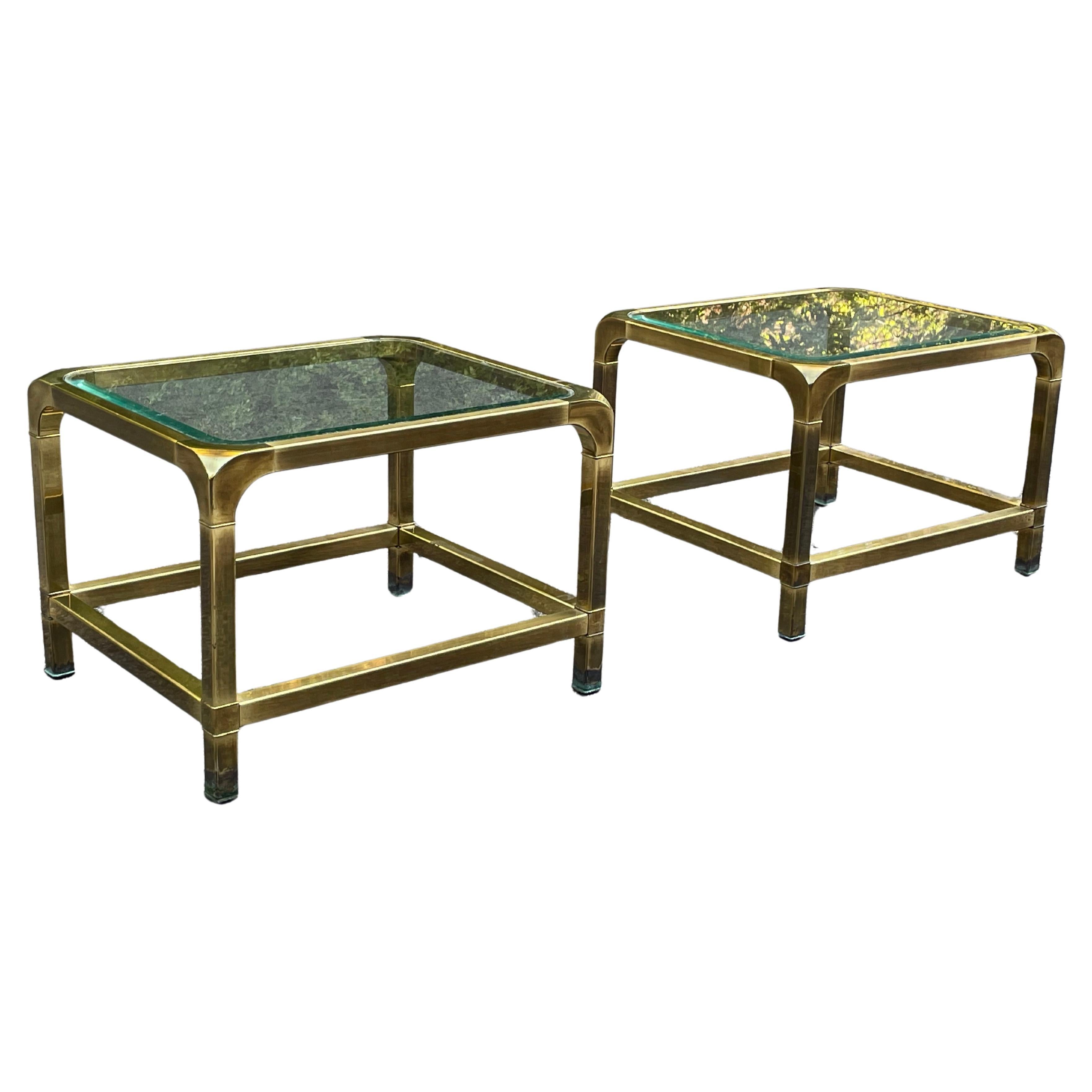Mastercraft Mid-Century Brass End Side Tables, Pair. Circa 1970 In Good Condition For Sale In Los Angeles, CA