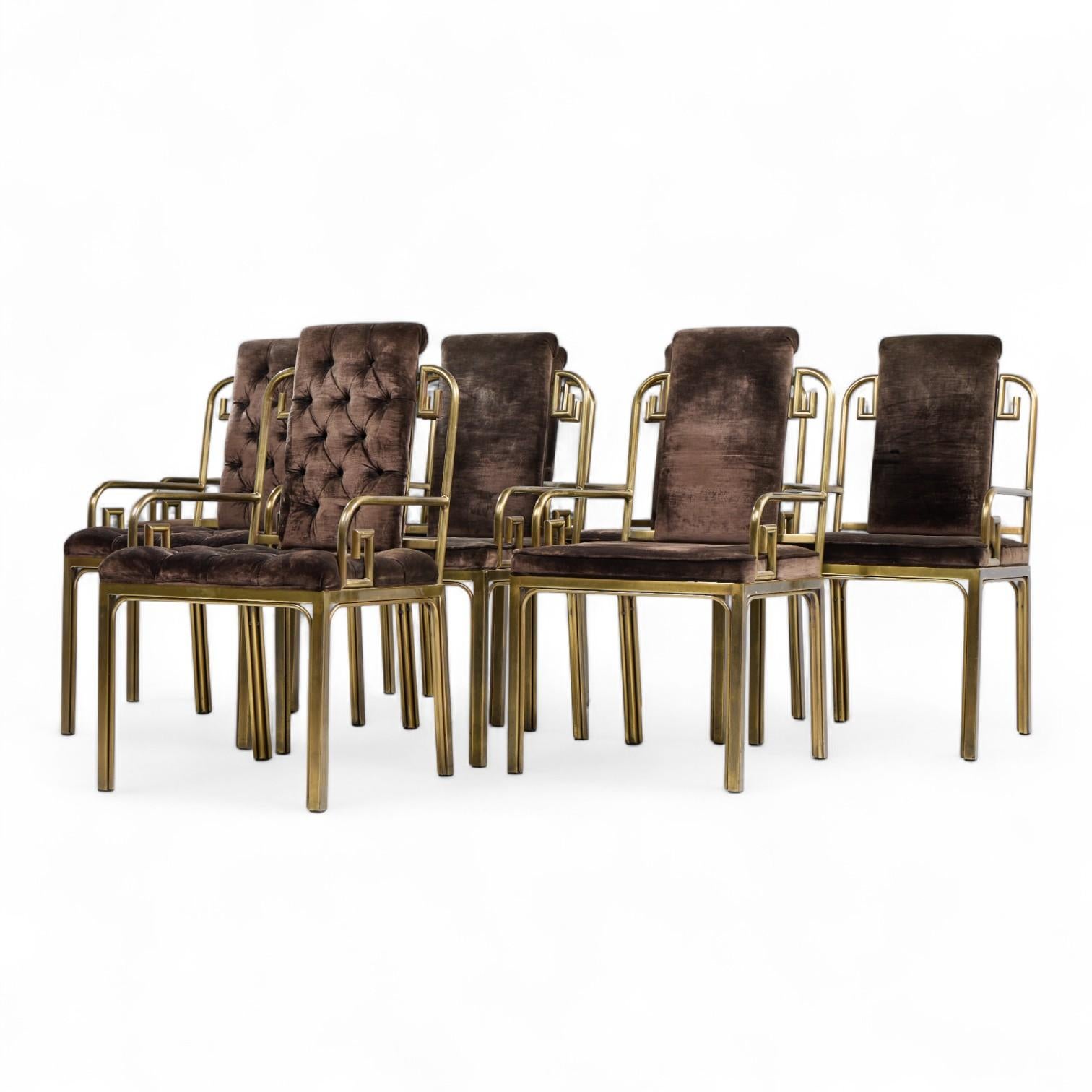 Mastercraft Sillas de comedor Greek Key de latón de mediados de siglo - Juego de 8 Moderno de mediados de siglo en venta