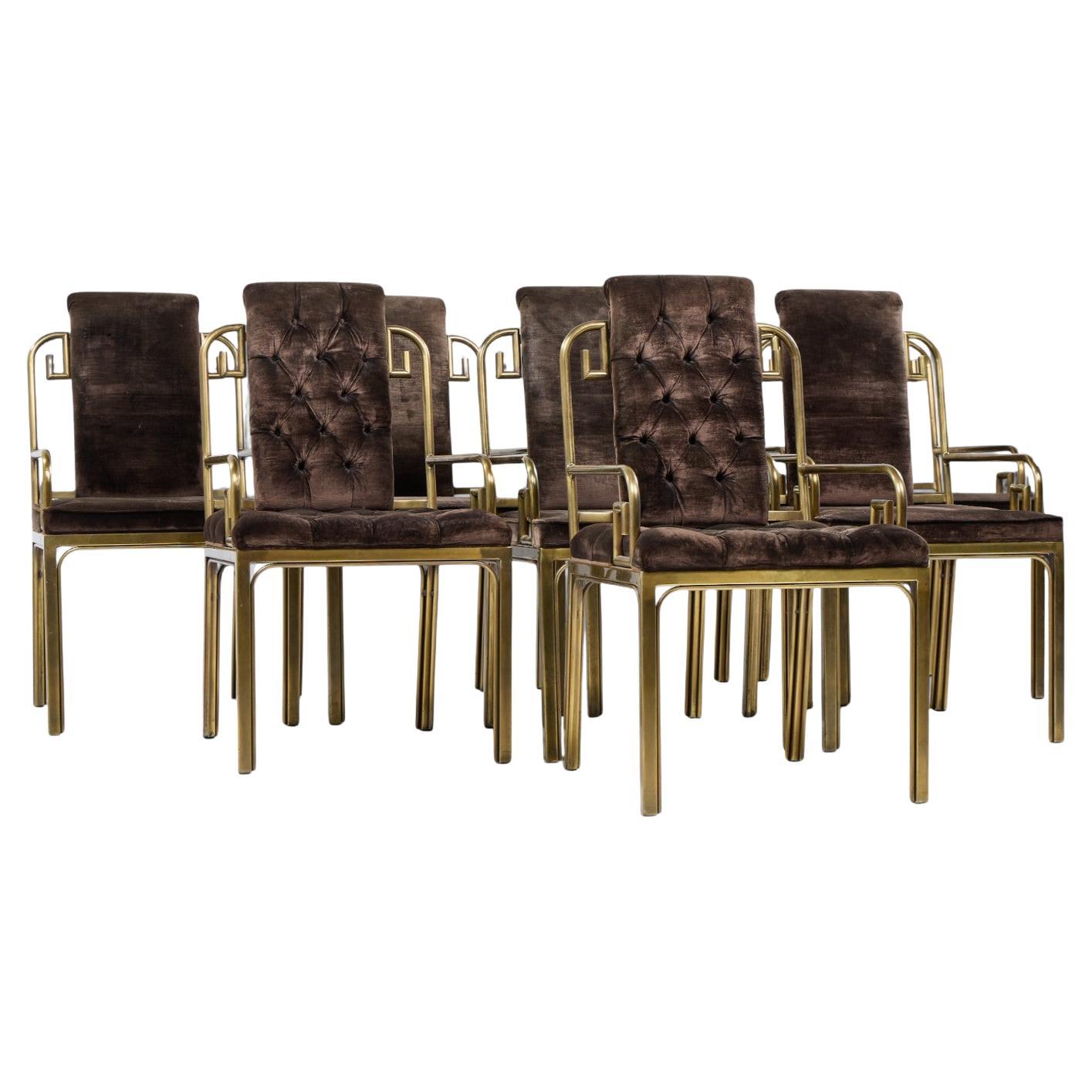 Mastercraft Sillas de comedor Greek Key de latón de mediados de siglo - Juego de 8 en venta