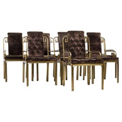 Mastercraft Mid Century Brass Greek Key Dining Chairs - Set of 8