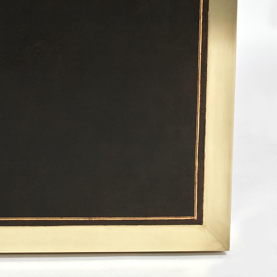 Escritorio estilo campaña Mastercraft Mid Century Brass Leather Top en venta 7