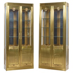 Mastercraft Mid Century Brass Vitrines Cabinet - Pair