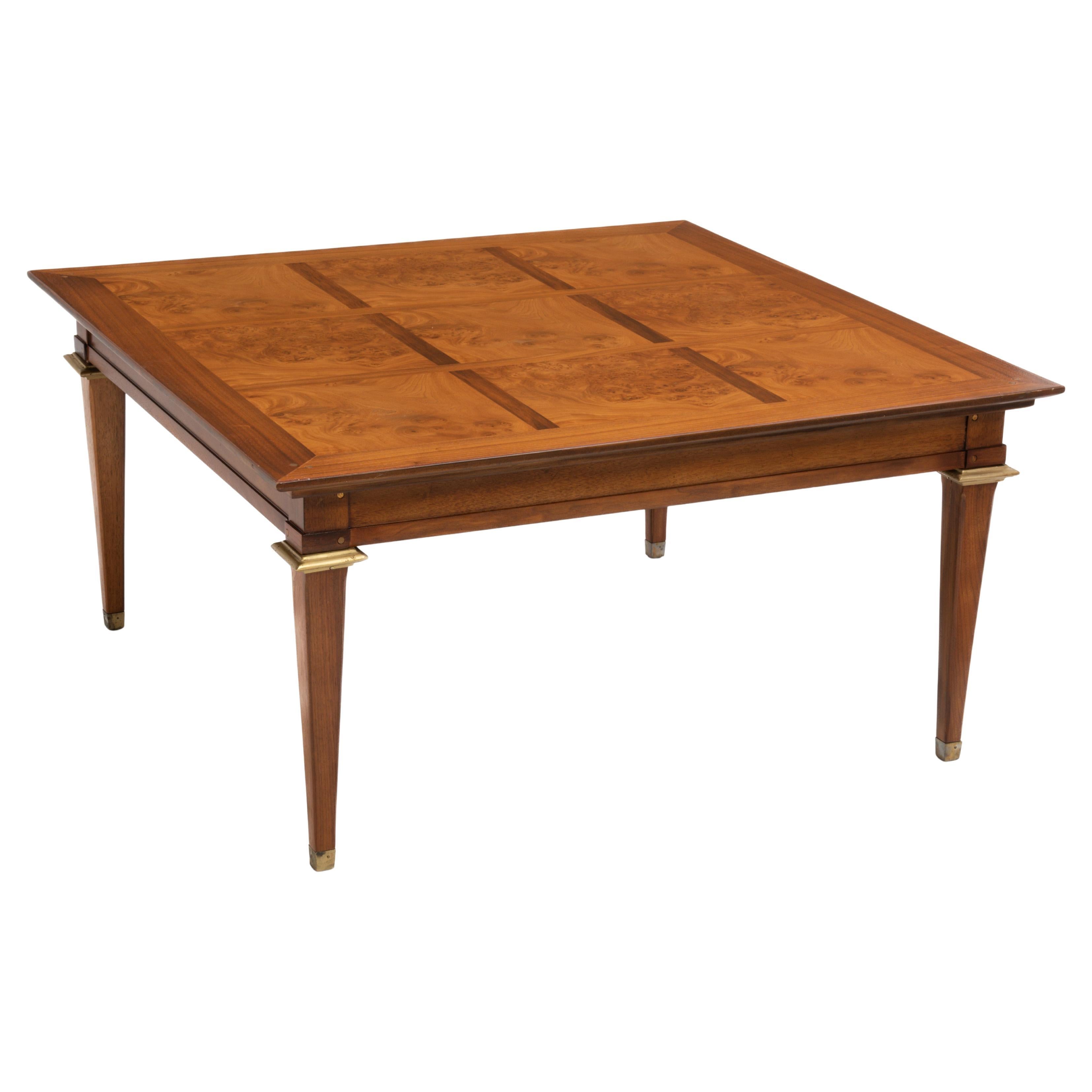 Mastercraft Mid Century Burl Brass Coffee End Side Table Unmarked For Sale