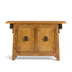 Mastercraft Mid Century Burlwood and Brass Console Credenza