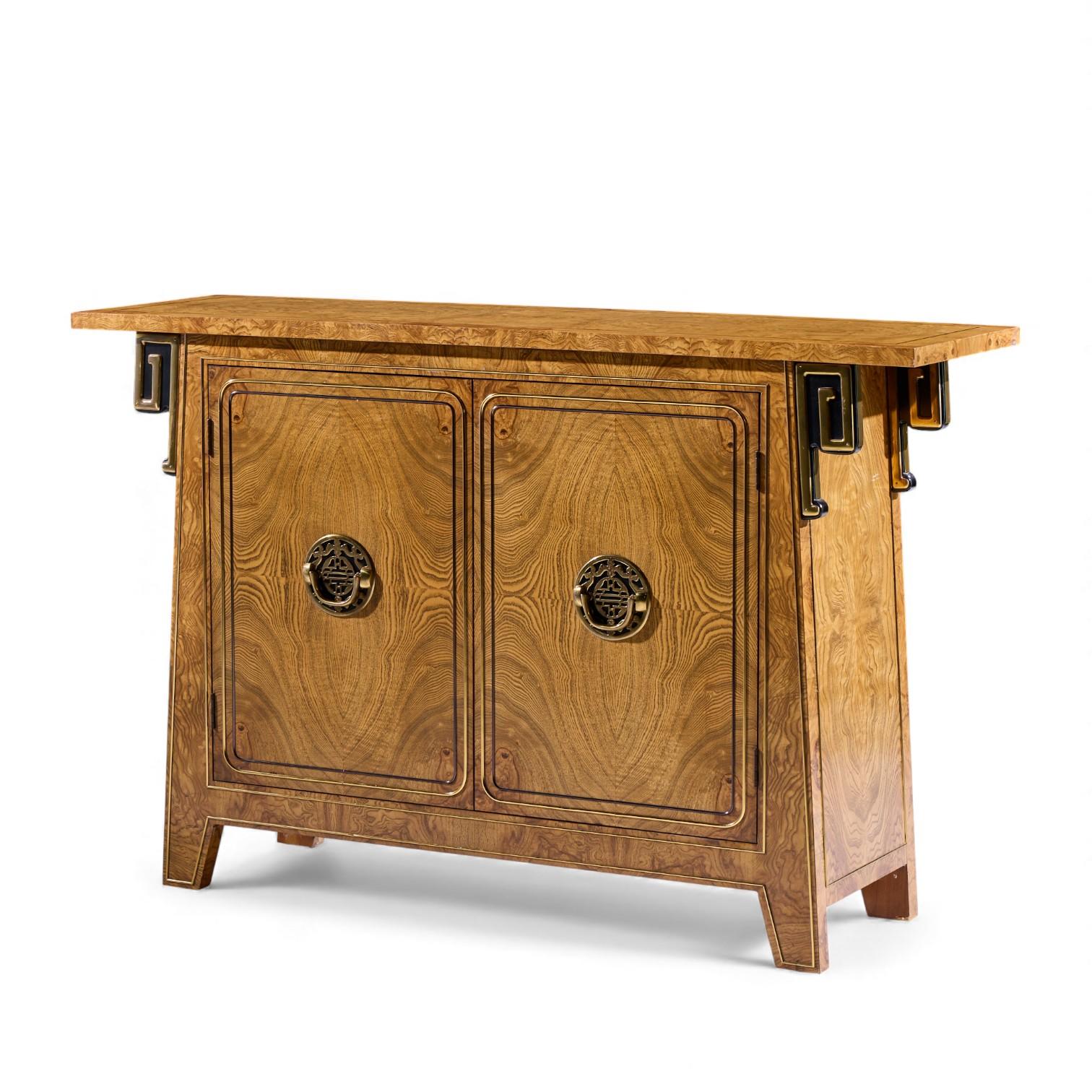 Mid-Century Modern Crédence console en bois d'ébène et laiton Mastercraft Mid Century en vente