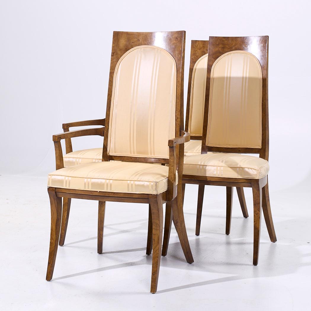 Mastercraft Mid Century Burlwood Esszimmerstühle - Satz von 4 (Moderne der Mitte des Jahrhunderts) im Angebot