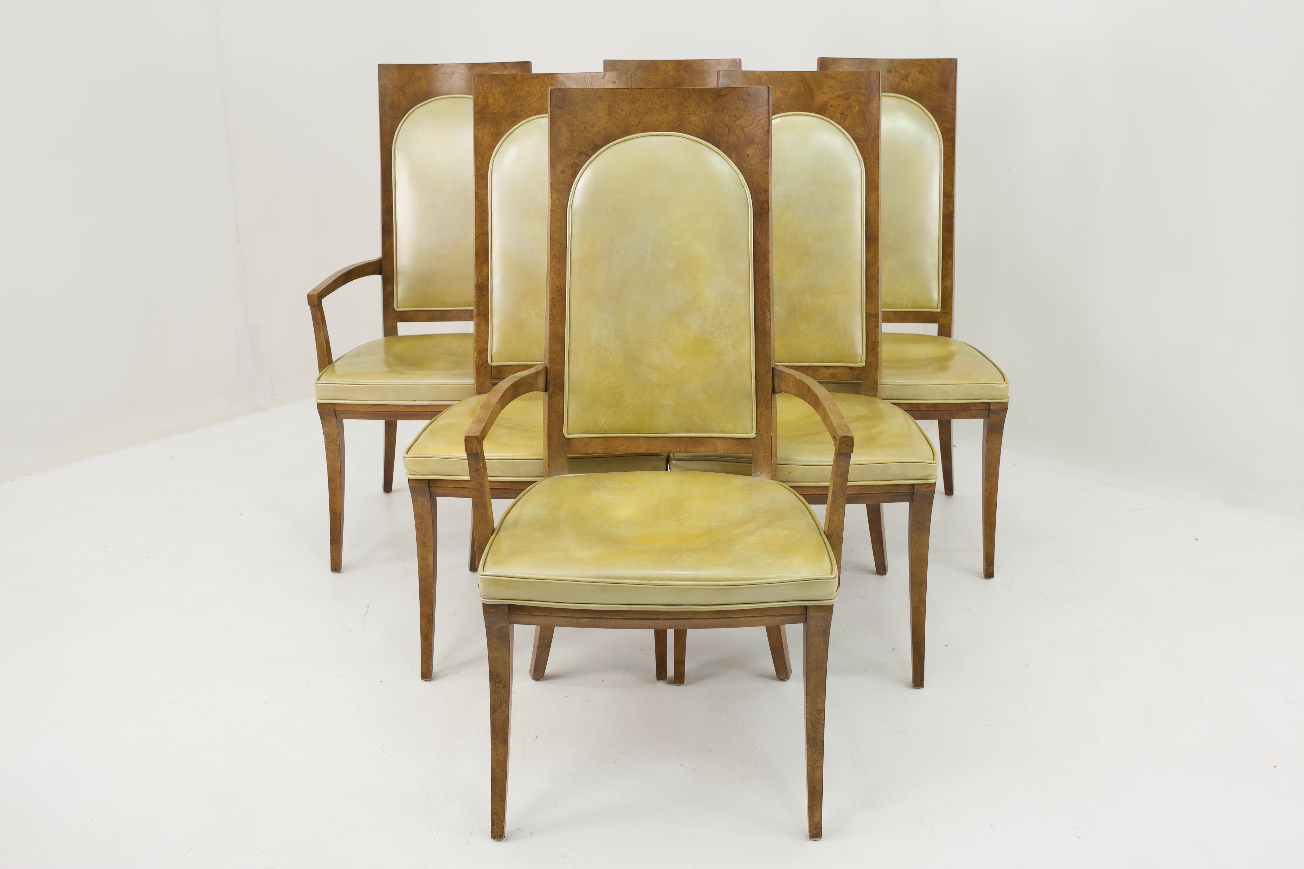 Mid-Century Modern Chaises de salle à manger Mastercraft en bois de broussin du milieu du siècle dernier - Lot de 6 en vente