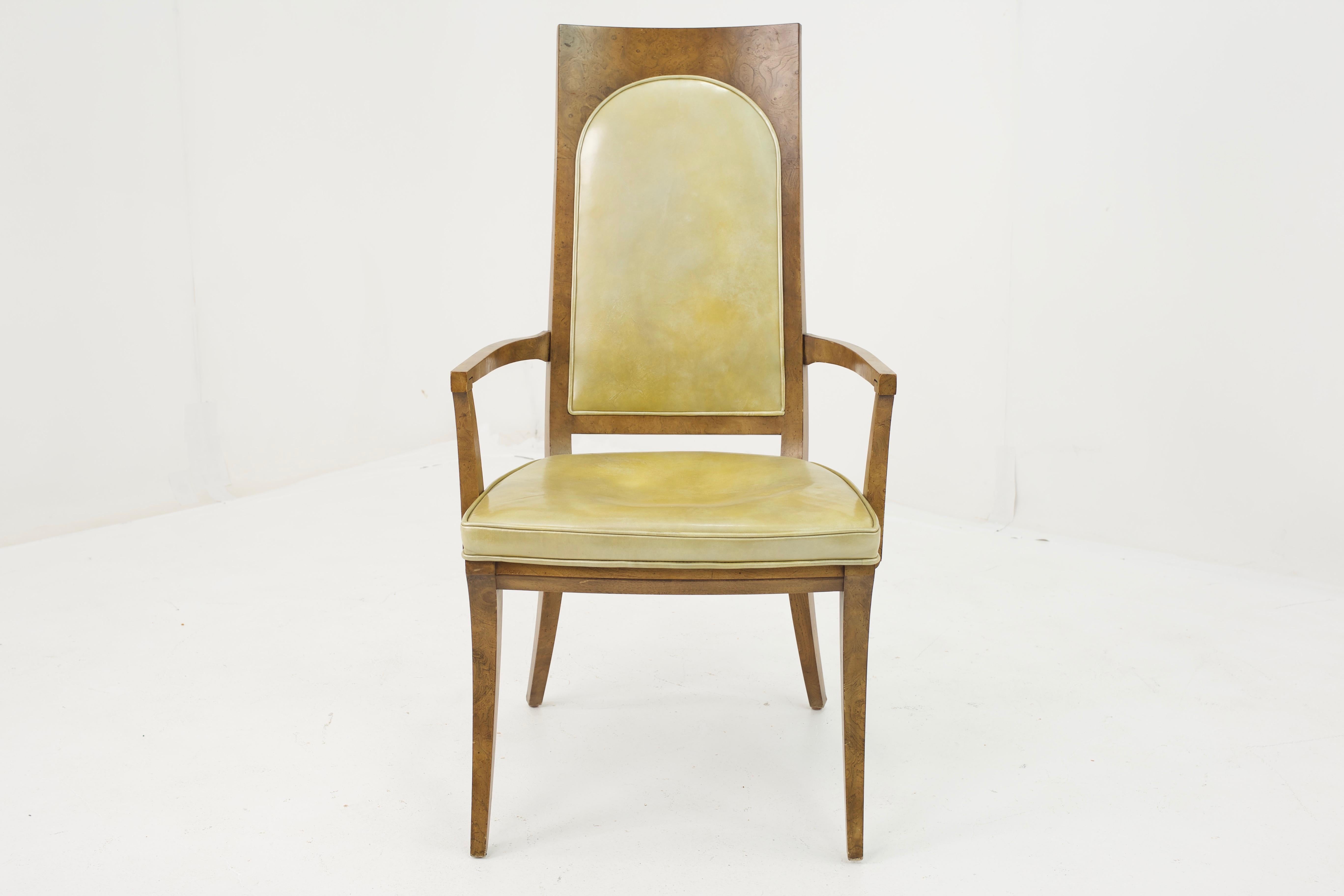 Mastercraft Mid Century Burlwood Dining Chairs - Set of 6 In Excellent Condition For Sale In Countryside, IL