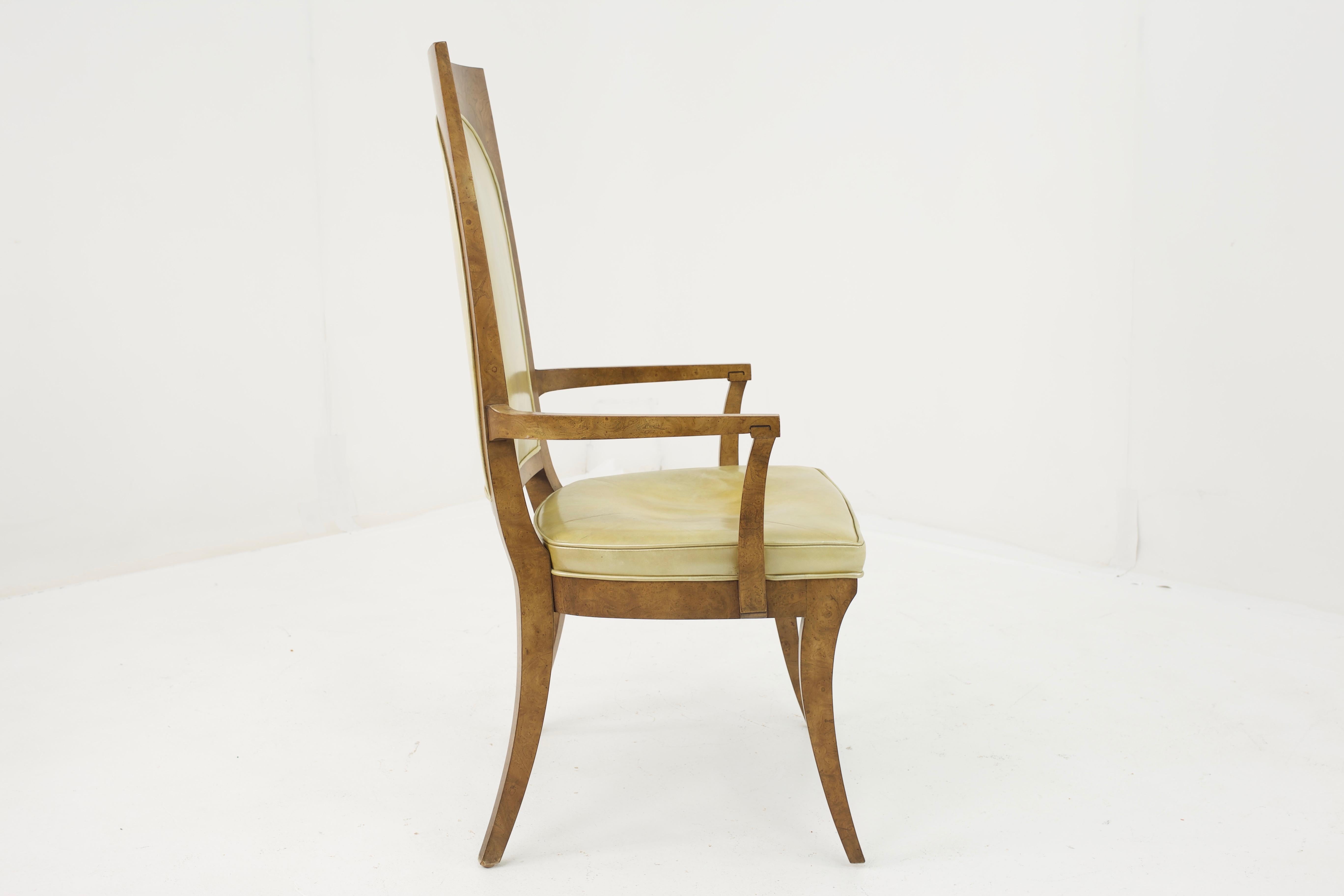 Wood Mastercraft Mid Century Burlwood Dining Chairs - Set of 6 For Sale