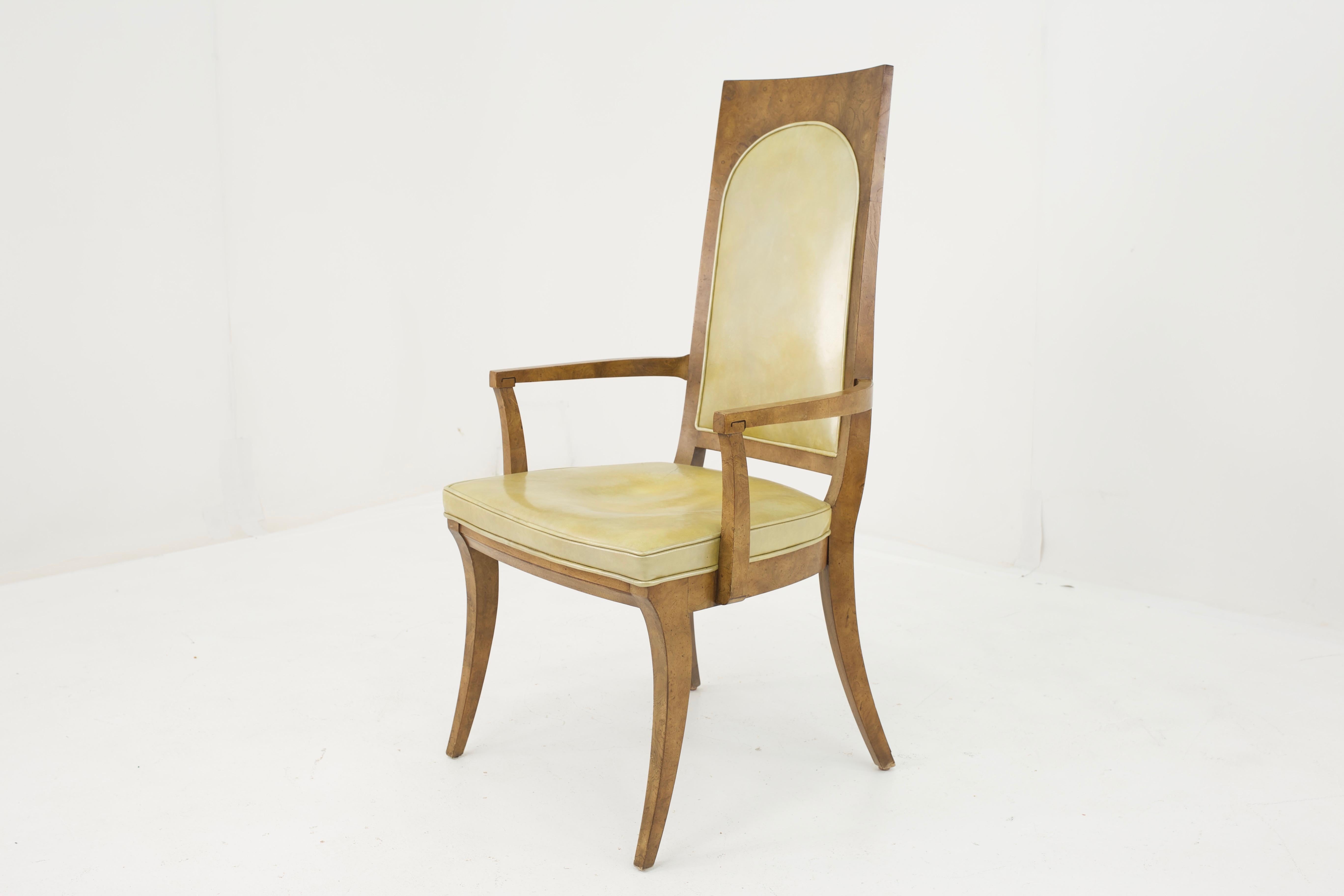 Mastercraft Mid Century Burlwood Dining Chairs - Set of 6 For Sale 1