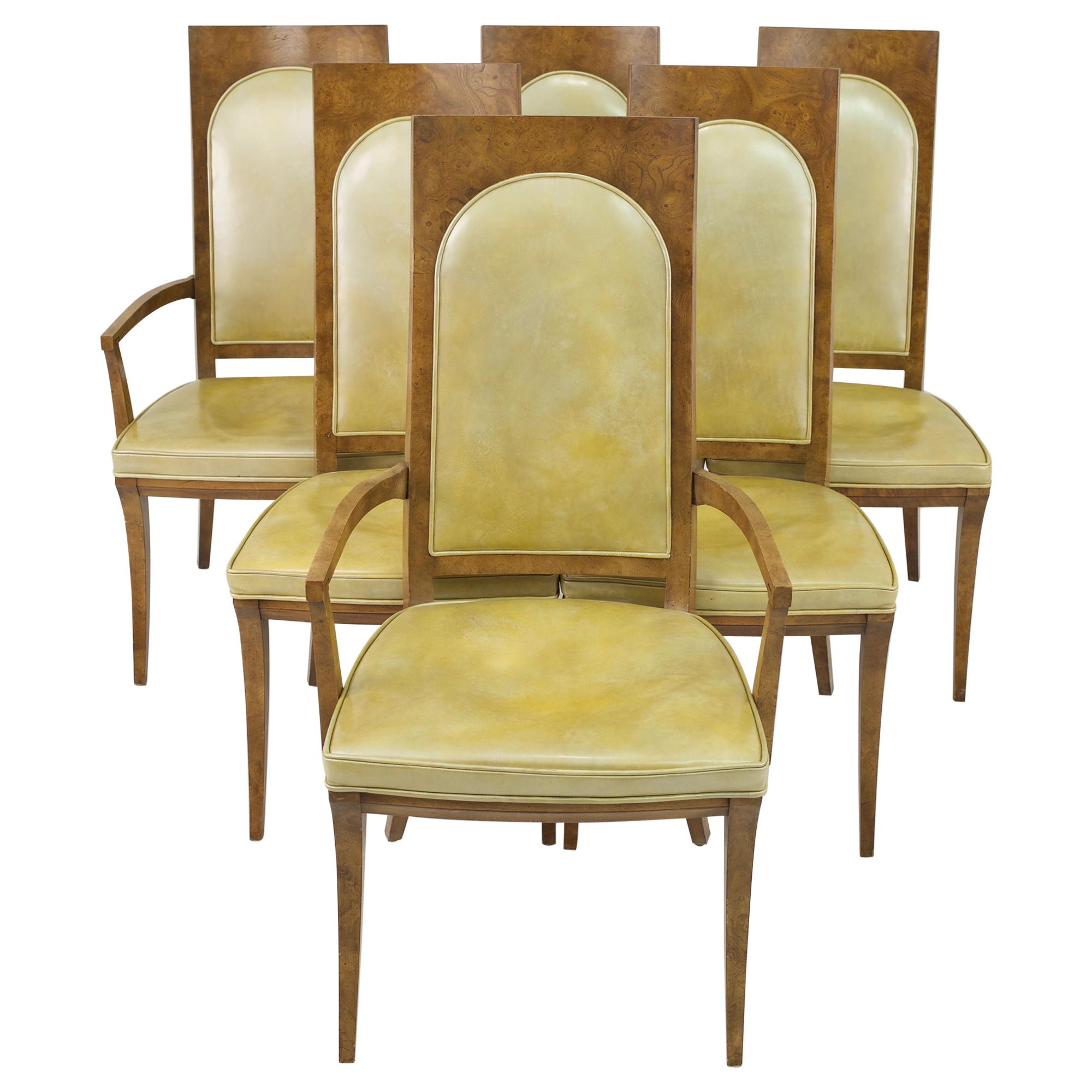 Mastercraft Mid Century Burlwood Dining Chairs - Set of 6

Each chair measures: 22 wide x 19.5 deep x 41.5 high with a seat height of 18 inches 

This price includes getting this piece in what we call Restored Vintage Condition. That means the