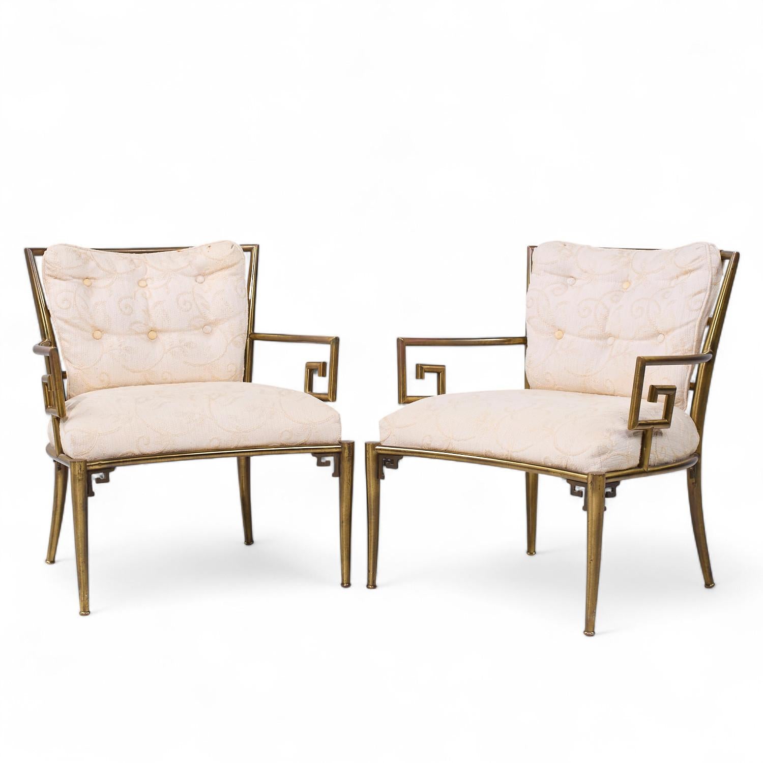 Mid-Century Modern Mastercraft Mid Century Greek Key Lounge Chairs - Pair For Sale