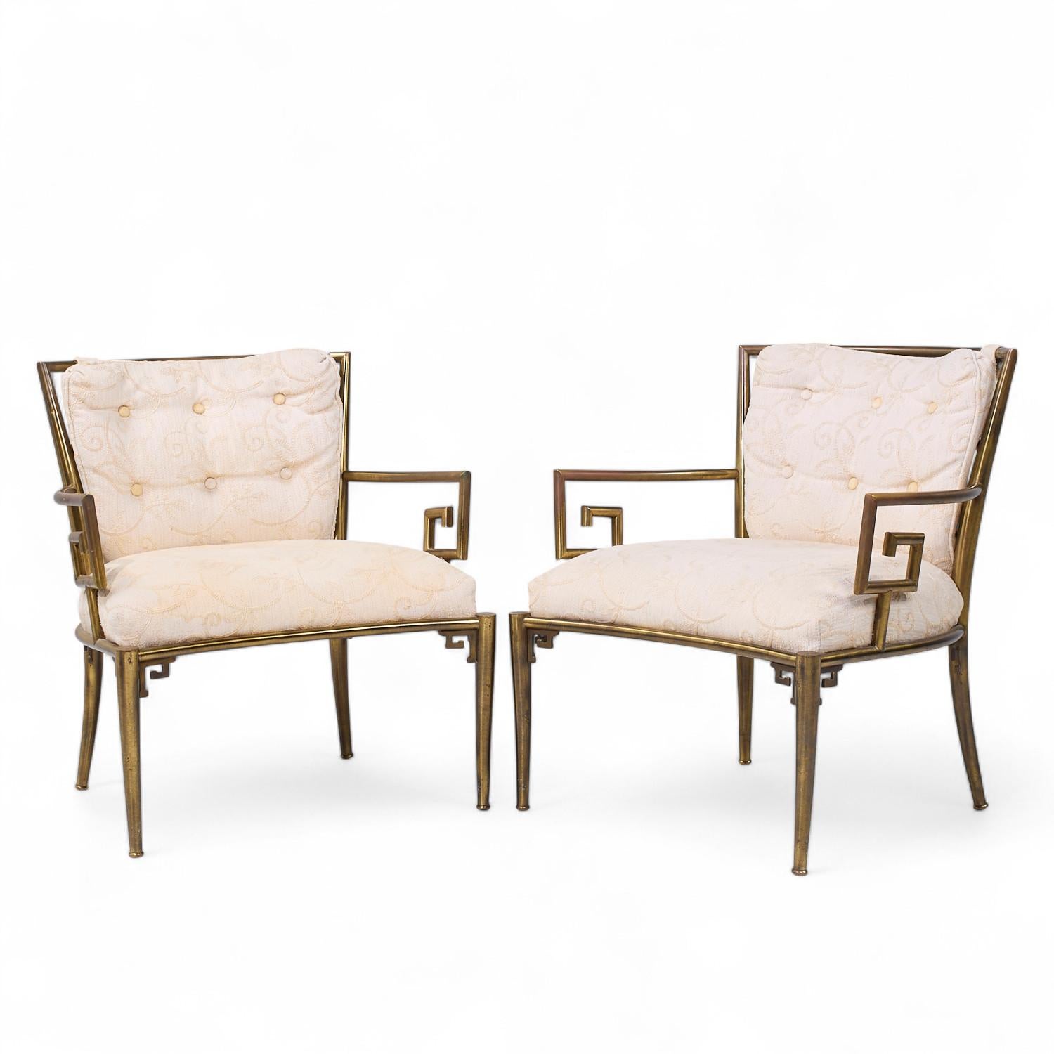 Mid-Century moderno Mastercraft - Sedie da salotto a chiave greca del metà secolo - Coppia in vendita
