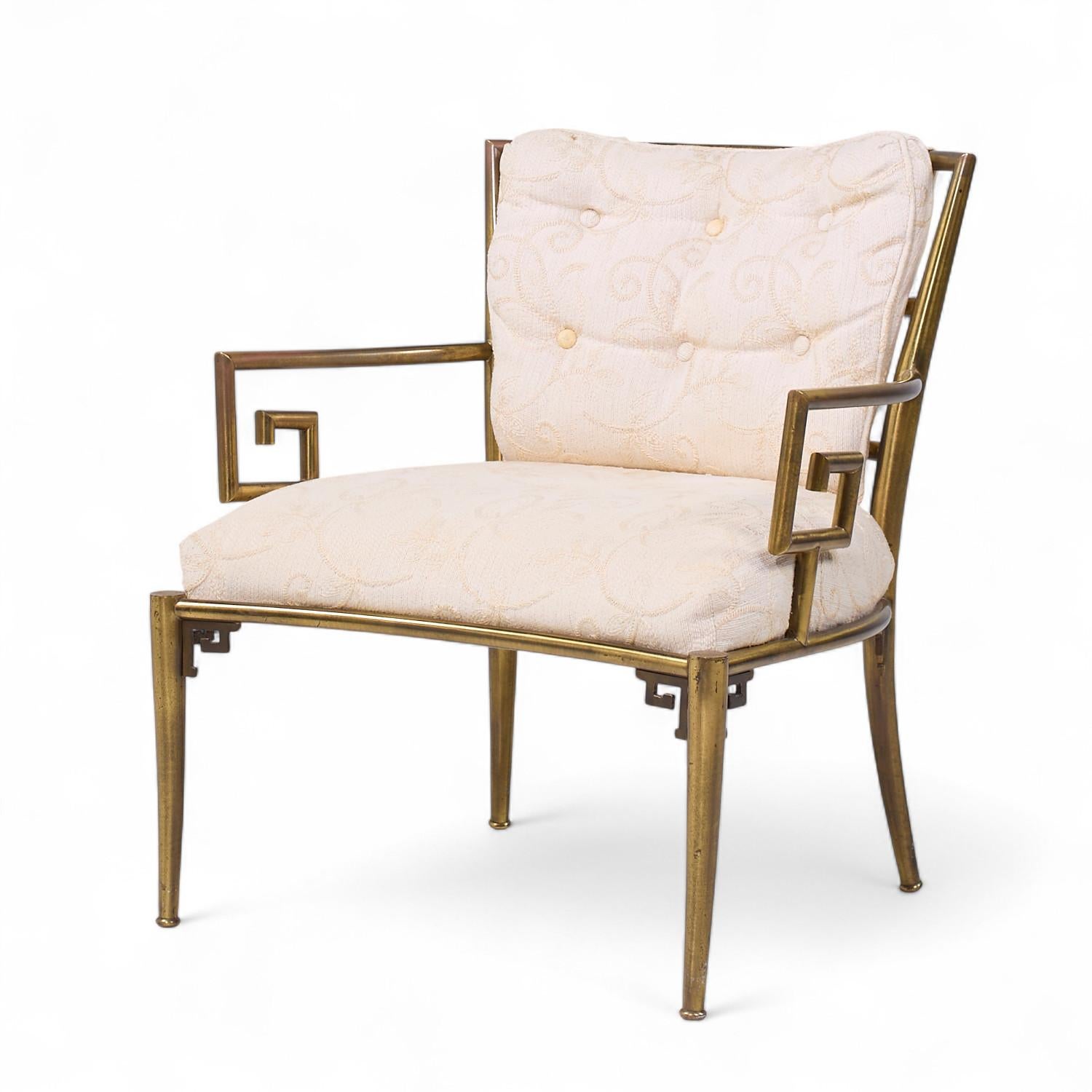 20th Century Mastercraft Mid Century Greek Key Lounge Chairs - Pair For Sale