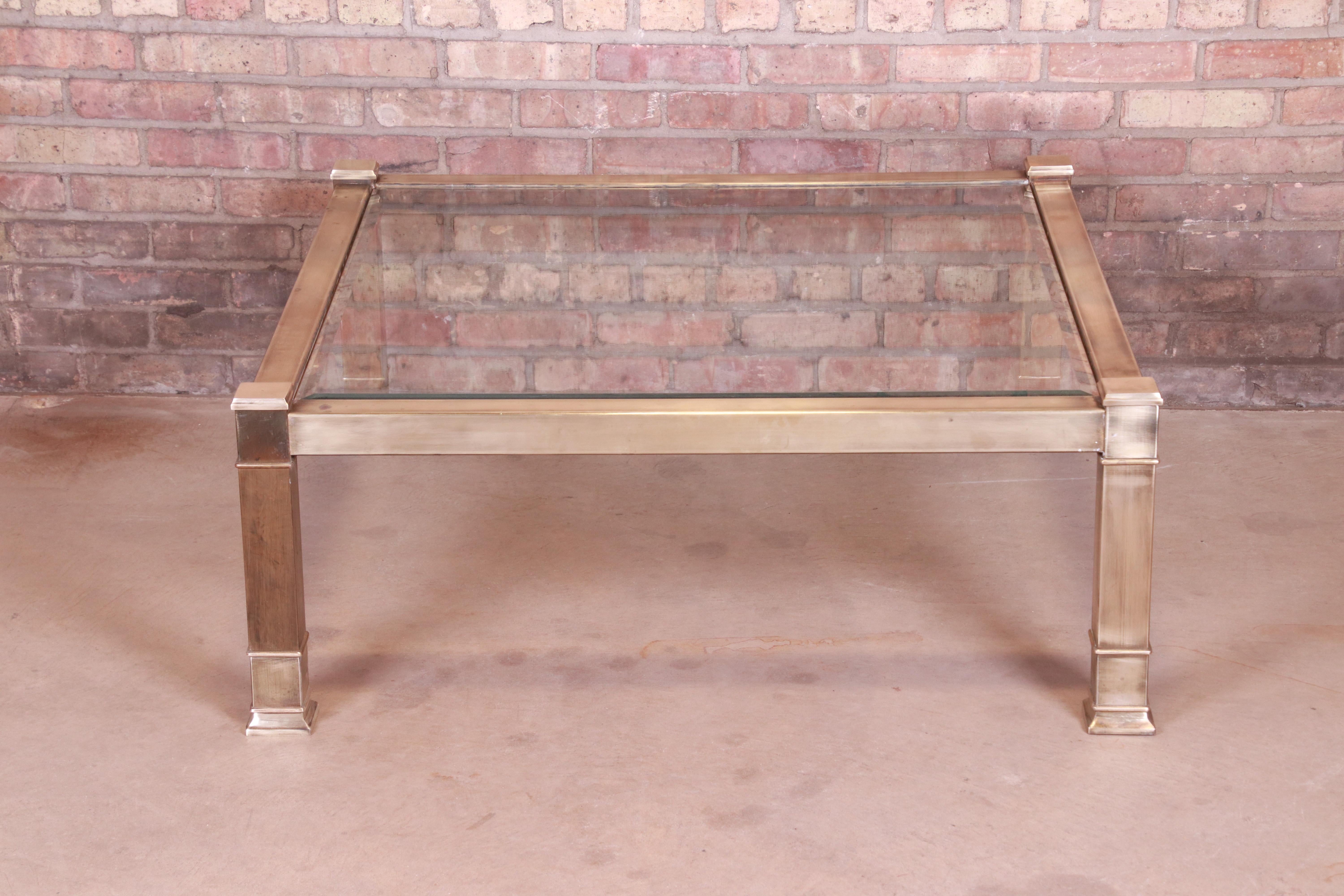 Mastercraft Midcentury Hollywood Regency Brass and Glass Cocktail Table, 1970s For Sale 5