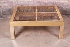 Mastercraft Midcentury Hollywood Regency Brass and Glass Cocktail Table, 1970s