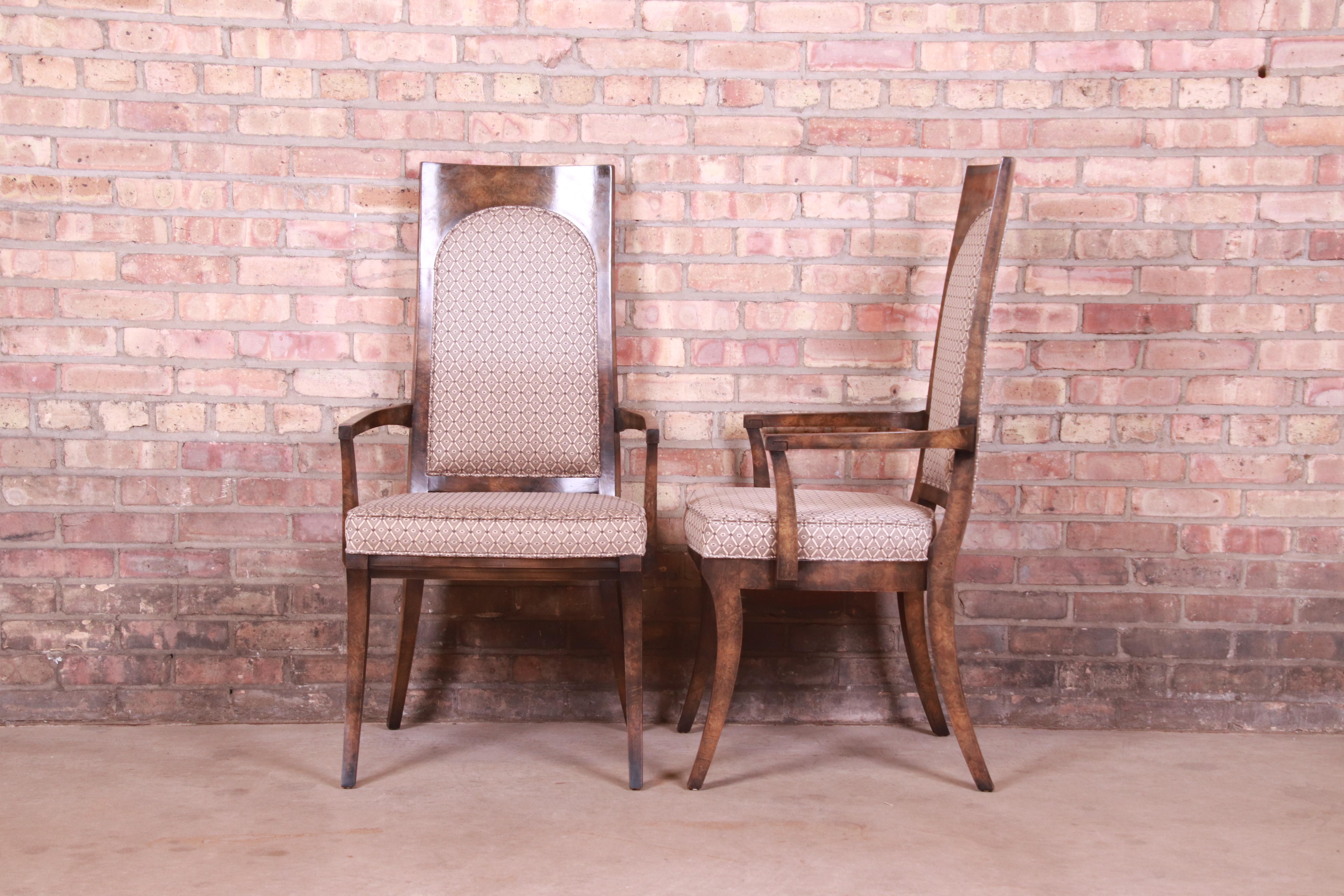Ensemble de six chaises de salle à manger Mastercraft en bois de broussin de style Hollywood Regency du milieu du siècle dernier en vente 6