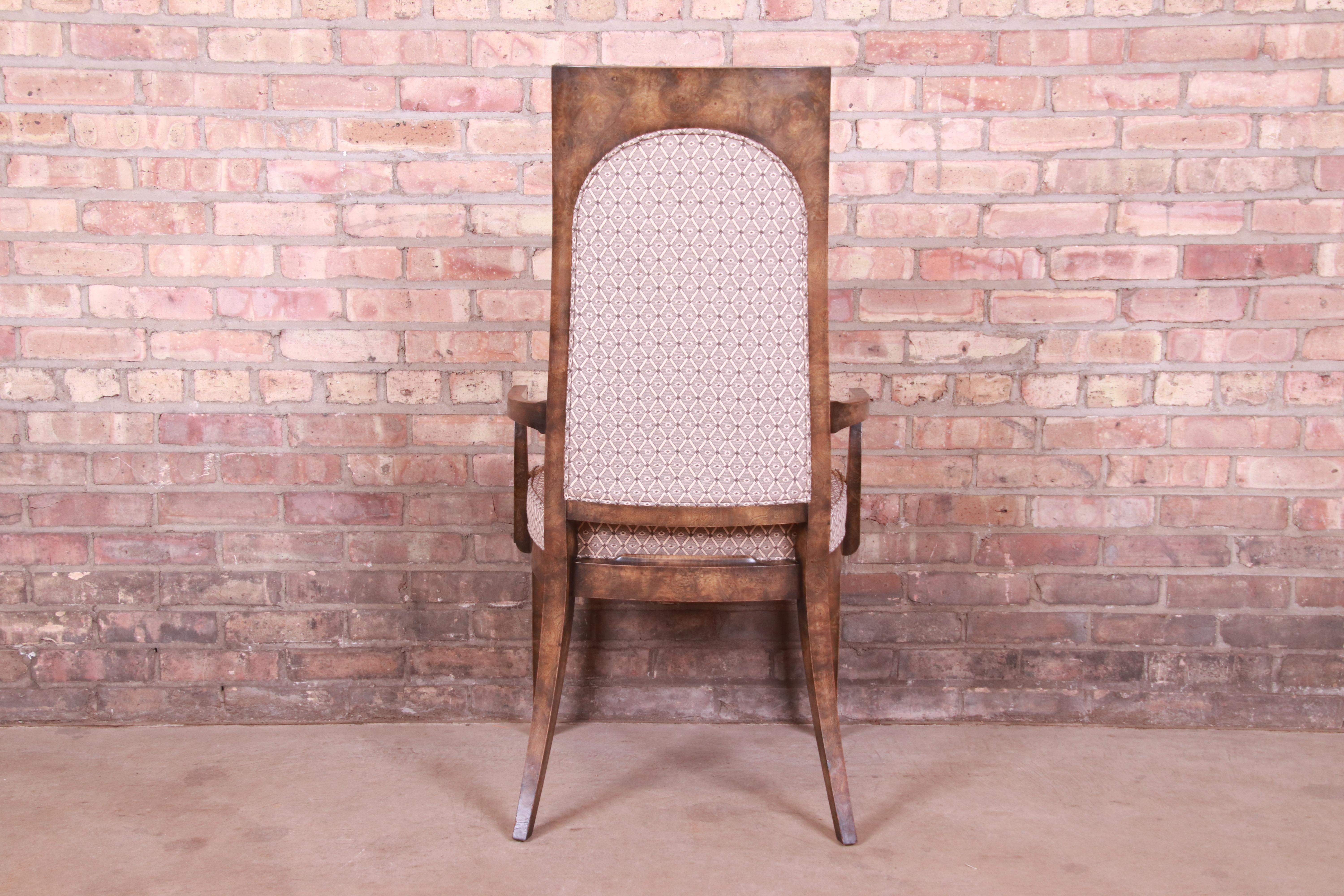 Ensemble de six chaises de salle à manger Mastercraft en bois de broussin de style Hollywood Regency du milieu du siècle dernier en vente 7