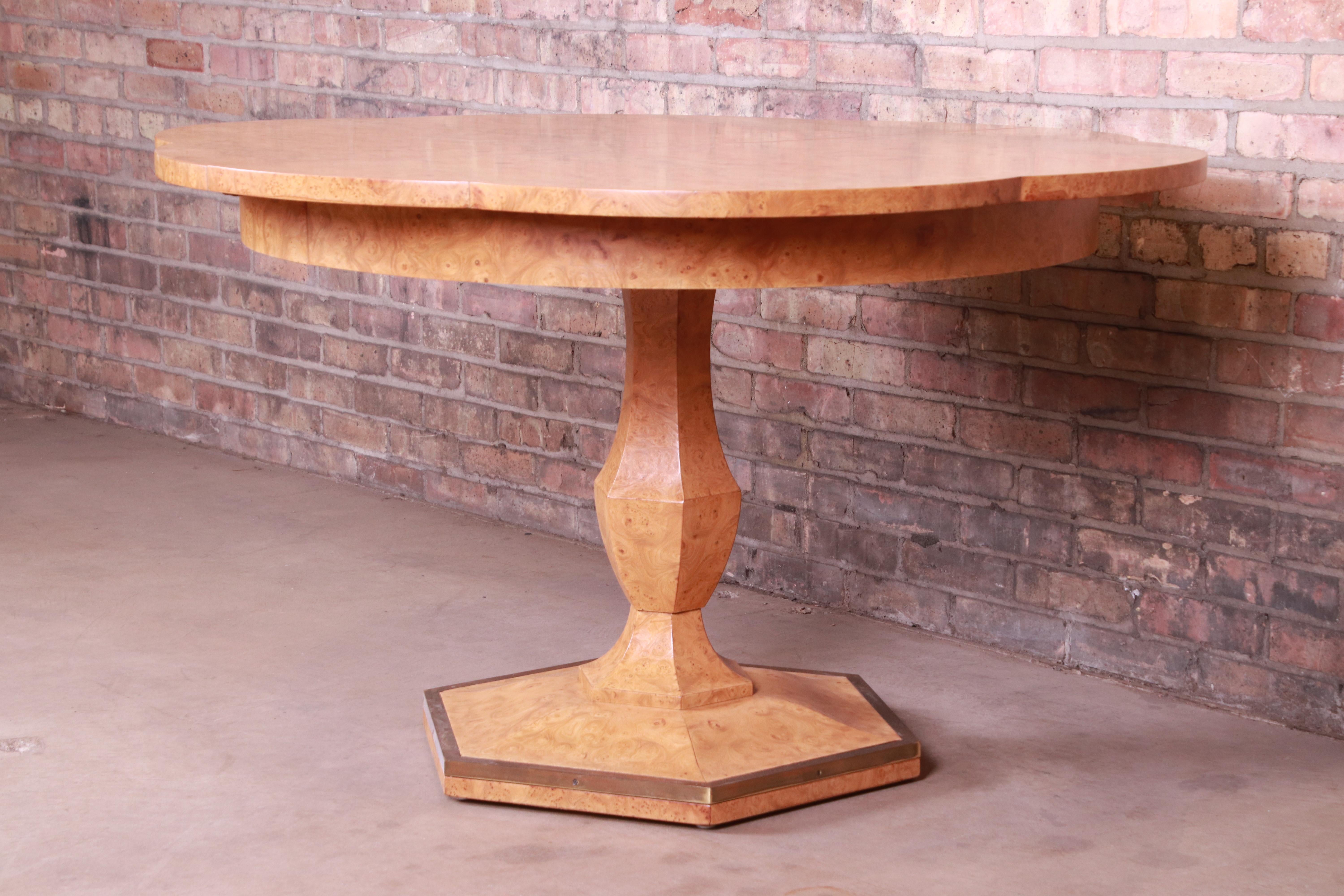 Mid-Century Modern Mastercraft Midcentury Hollywood Regency Burl Wood Dining Table, Newly Restored