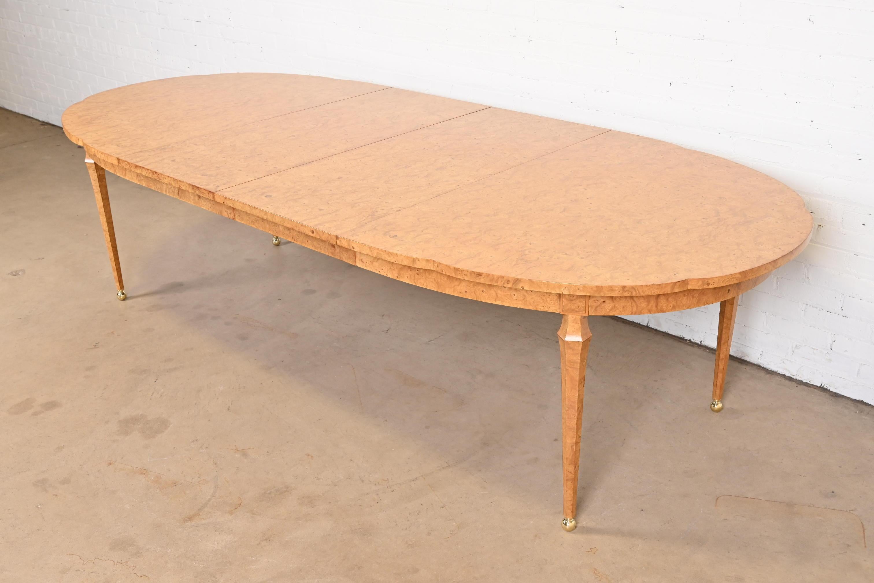 American Mastercraft Midcentury Hollywood Regency Burl Wood Dining Table, Refinished For Sale