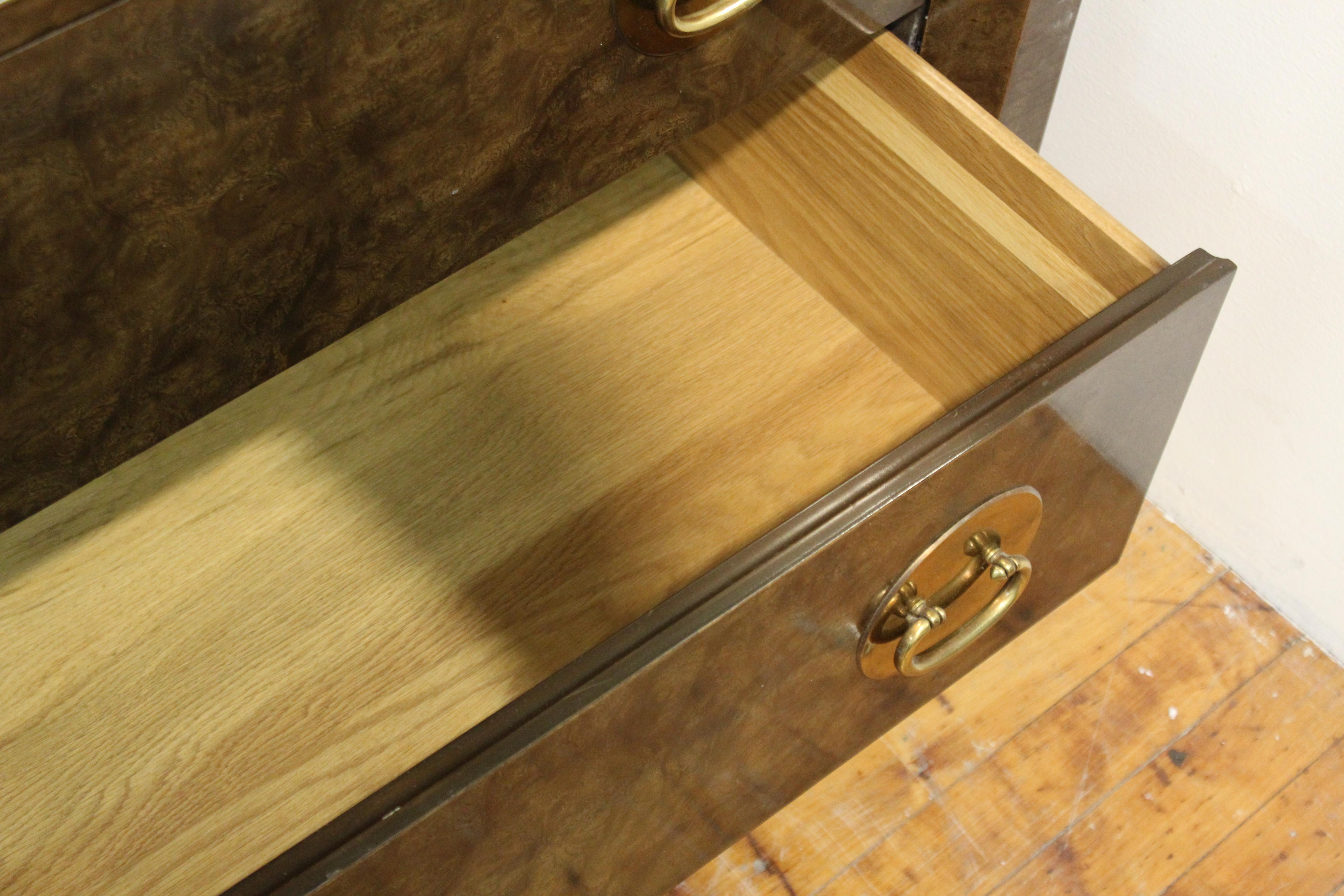 Mastercraft Mid-Century Modern Amboyna Burl Wood Dresser Cabinet 1