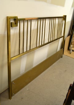 Mastercraft Mid-Century Modern Greek Key Faux Bamboo Brass King Size Headboard