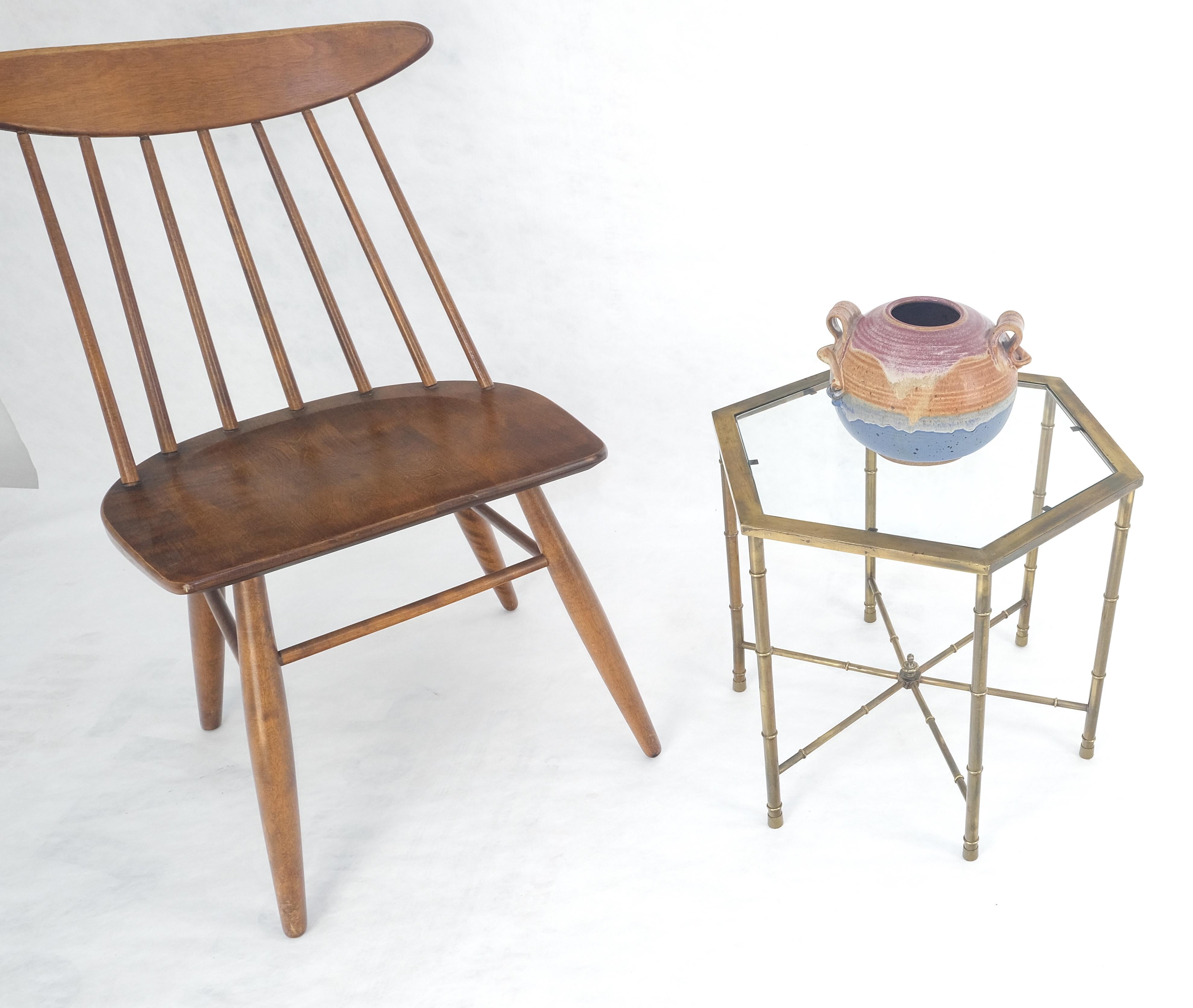 Mastercraft Mid Century Modern Hexagon Top Faux Bamboo Legs Coffee Side Table For Sale 3