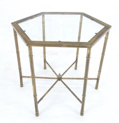 Mastercraft Mid Century Modern Hexagon Top Faux Bamboo Legs Coffee Side Table